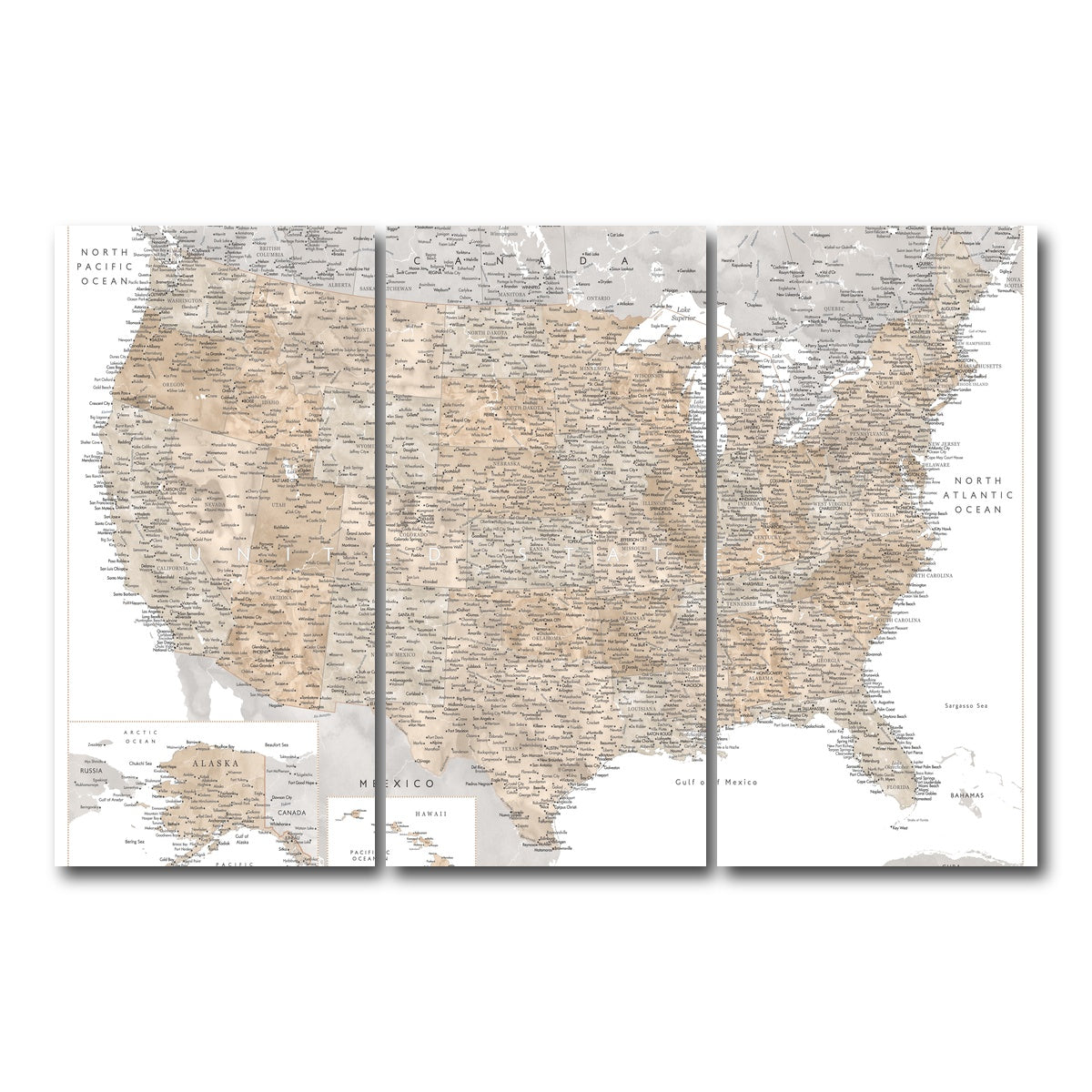 AUTO-MOCKUP WHITE | US Map | 3 Piece | Gallery Wrap Canvas | group=12x24