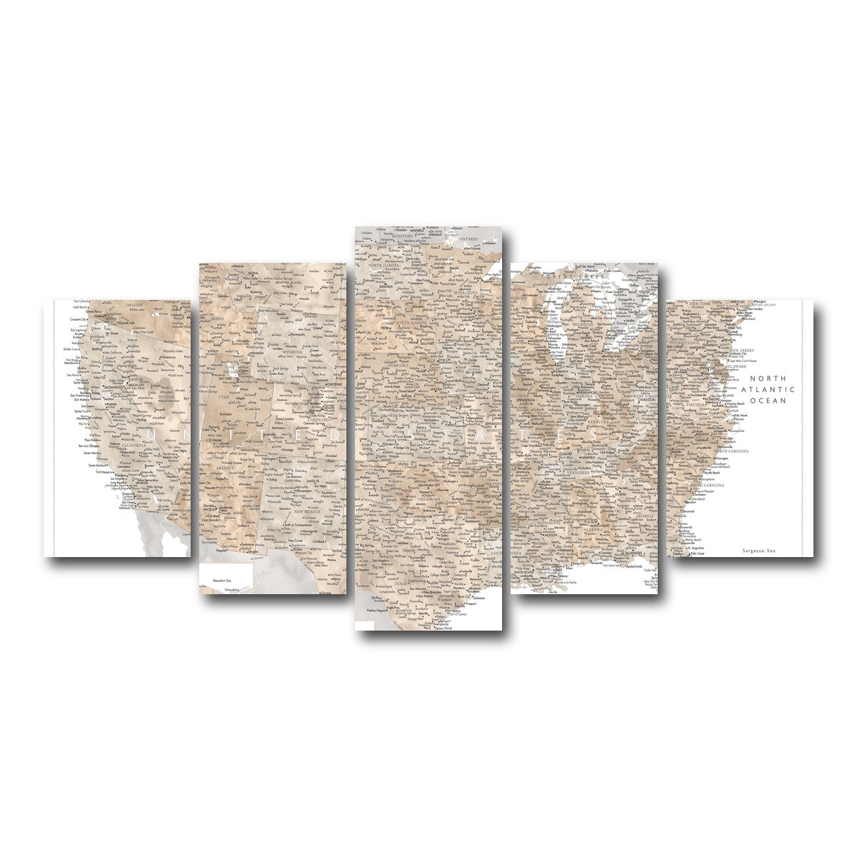 AUTO-MOCKUP WHITE | US Map | 5 Piece | Gallery Wrap Canvas | group=5_normal