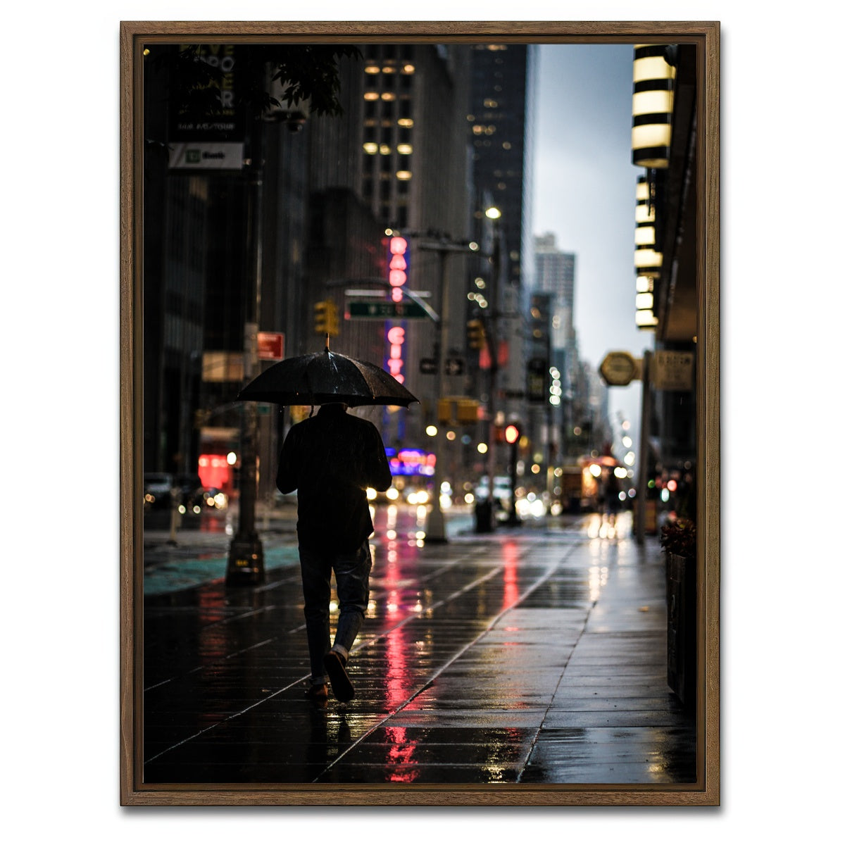 AUTO-MOCKUP WHITE | Umbrella Weather in NYC | 1 Piece | Walnut Framed Canvas | group=3x4