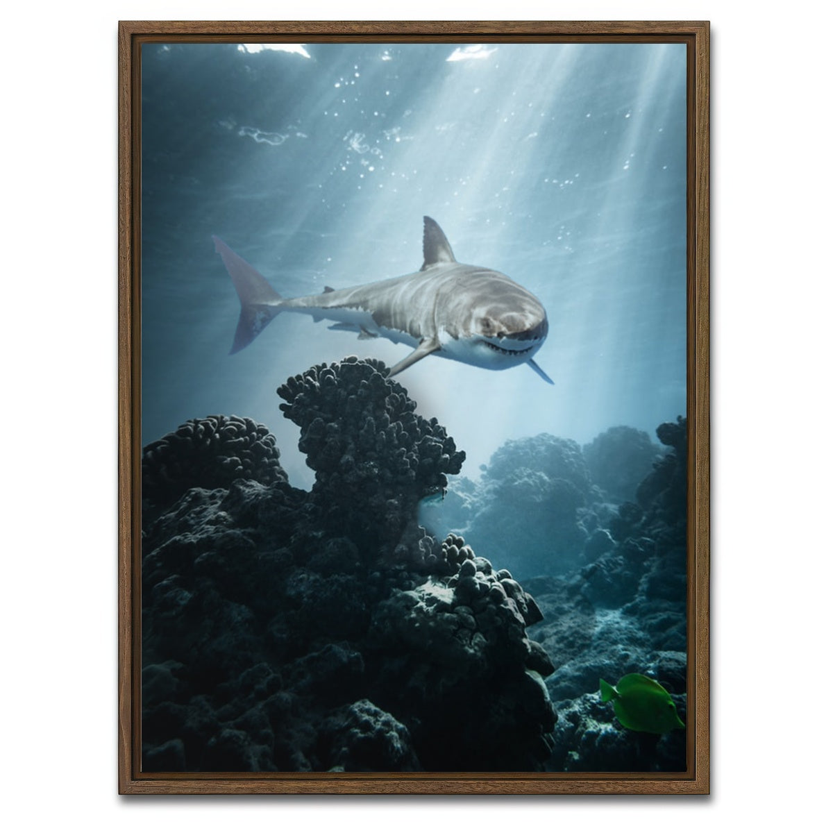 AUTO-MOCKUP WHITE | Underwater Terror | 1 Piece | Walnut Framed Canvas | group=3x4