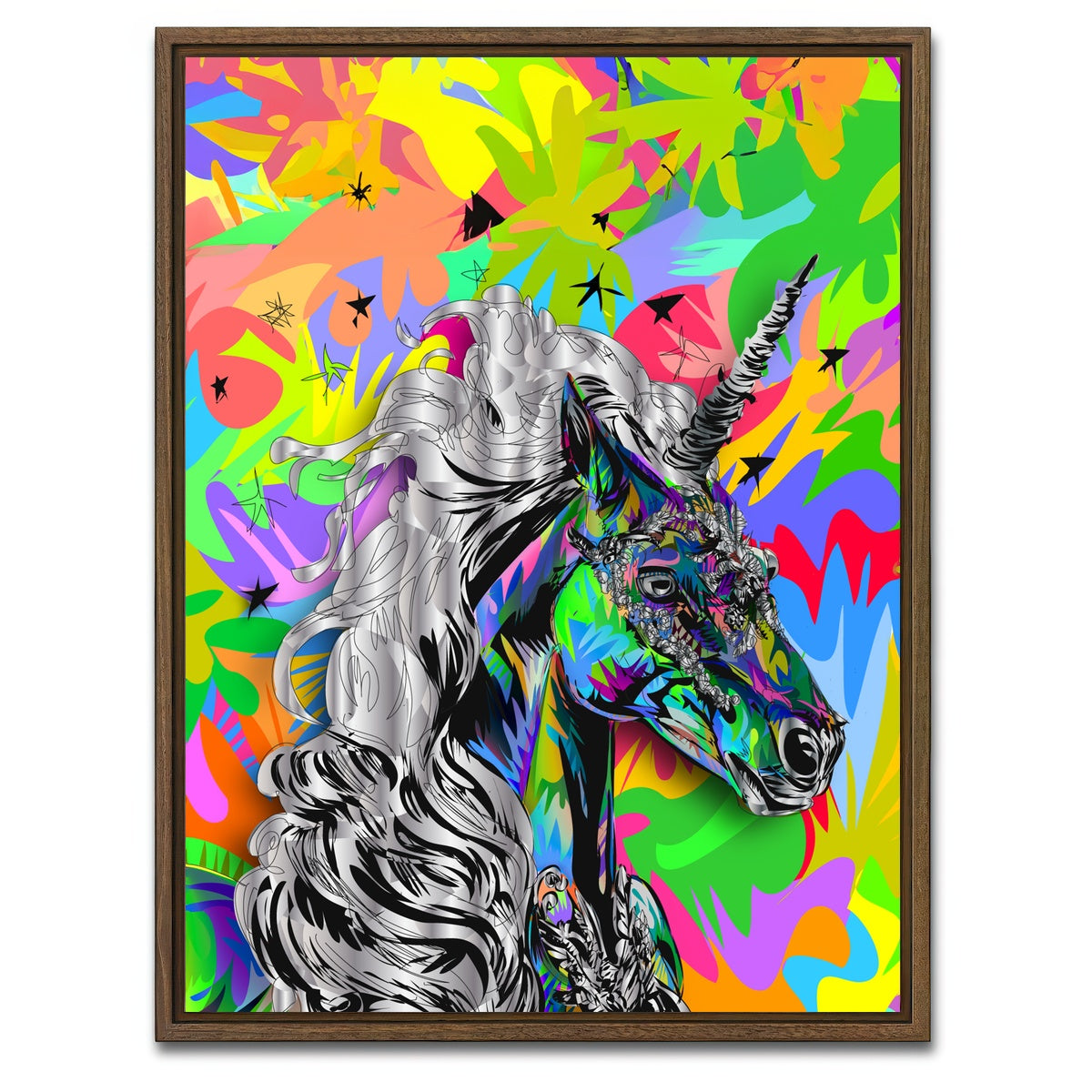 AUTO-MOCKUP WHITE | Unicorn Colors | 1 Piece | Walnut Framed Canvas | group=3x4