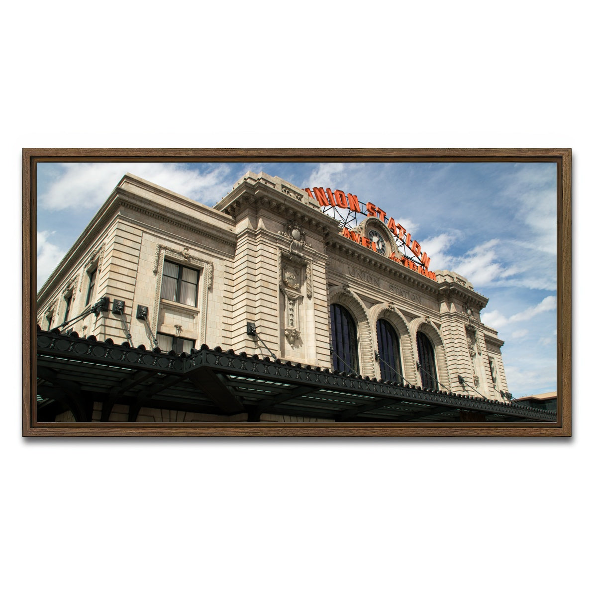 AUTO-MOCKUP WHITE | Union Station Denver | 1 Piece | Walnut Framed Canvas | group=2x1
