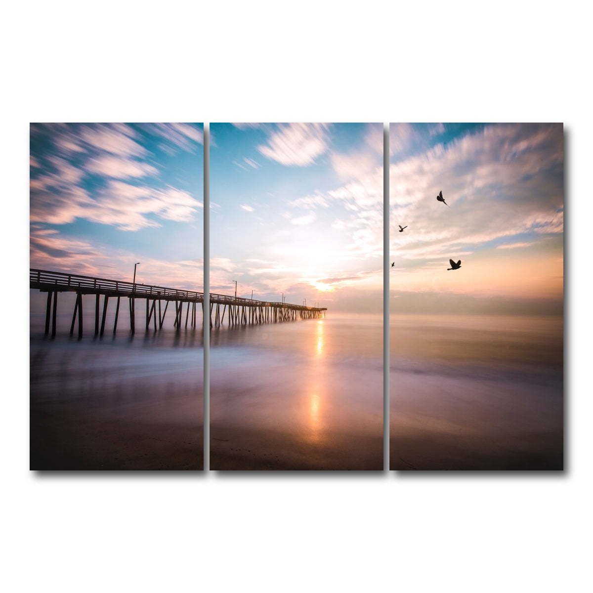 AUTO-MOCKUP WHITE | VA Beach Sunrise | 3 Piece | Gallery Wrap Canvas | group=12x24