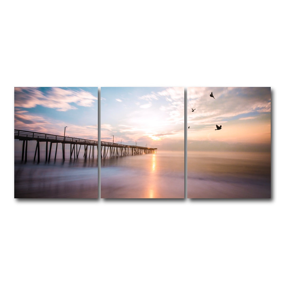 AUTO-MOCKUP WHITE | VA Beach Sunrise | 3 Piece | Gallery Wrap Canvas | group=18x24