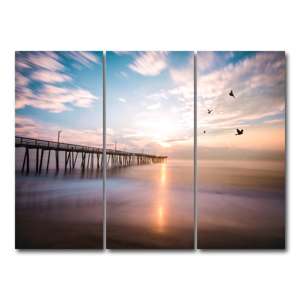AUTO-MOCKUP WHITE | VA Beach Sunrise | 3 Piece | Gallery Wrap Canvas | group=8x18