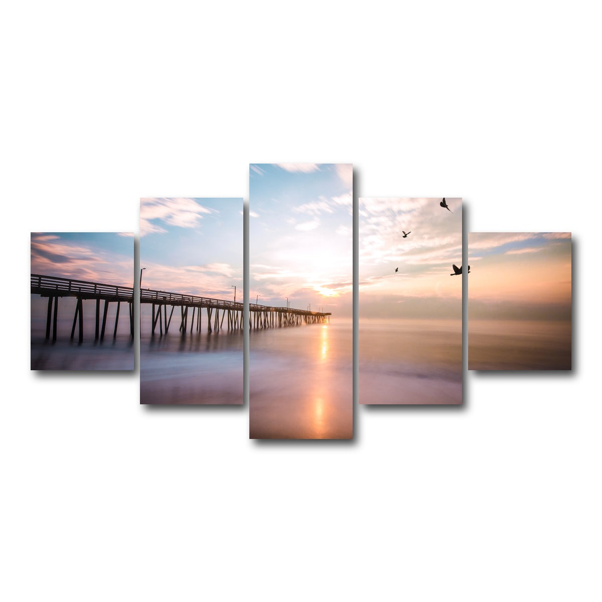AUTO-MOCKUP WHITE | VA Beach Sunrise | 5 Piece | Gallery Wrap Canvas | group=5_short