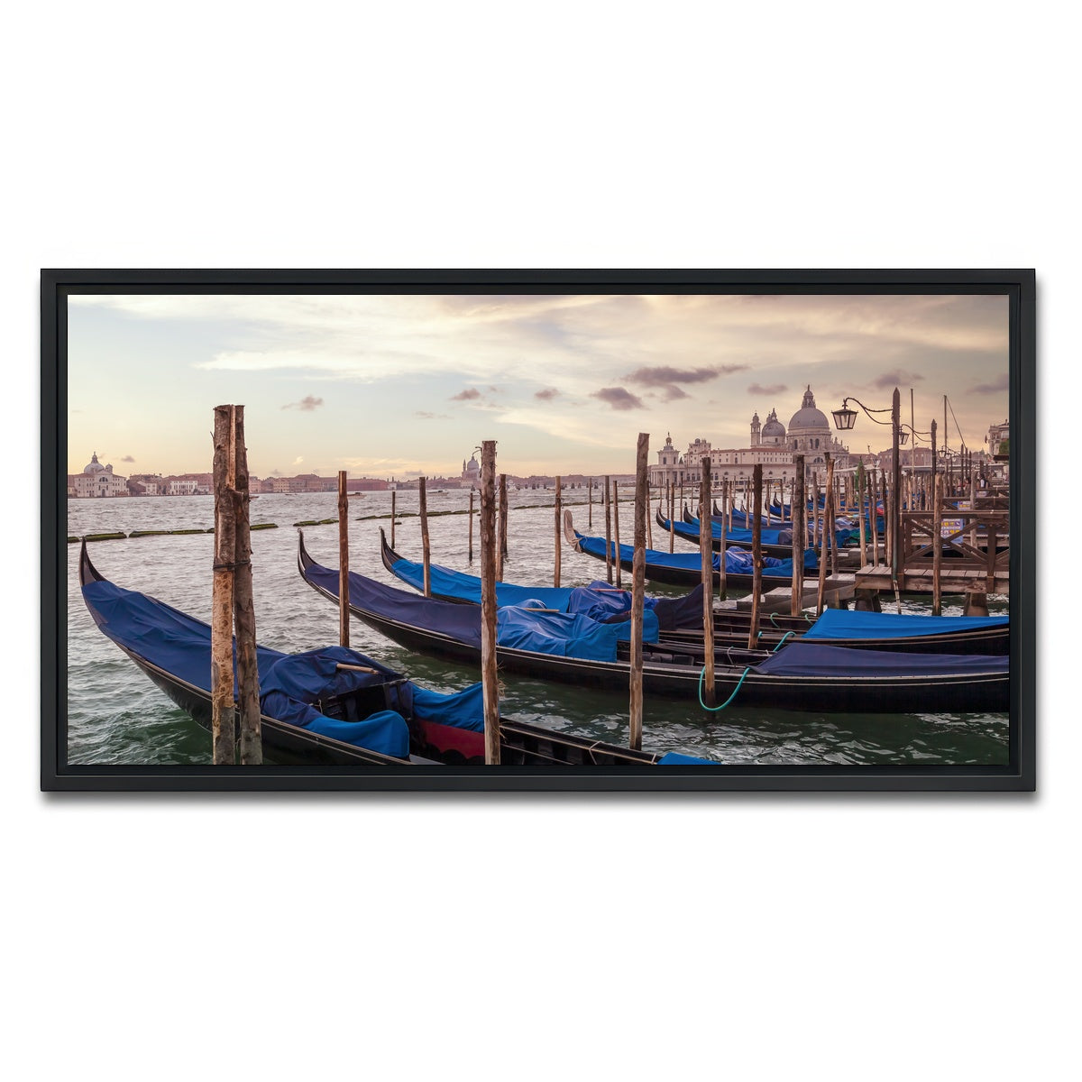 AUTO-MOCKUP WHITE | VENICE Gondolas & Santa Maria della Salute | 1 Piece | Black Framed Canvas | group=2x1