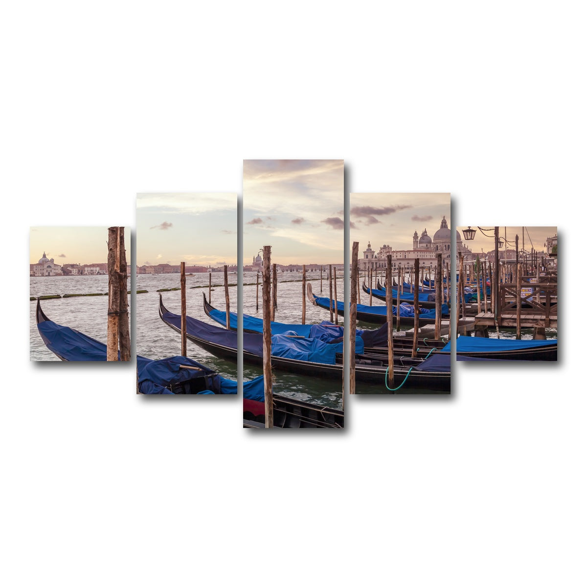 AUTO-MOCKUP WHITE | VENICE Gondolas & Santa Maria della Salute | 5 Piece | Gallery Wrap Canvas | group=5_short