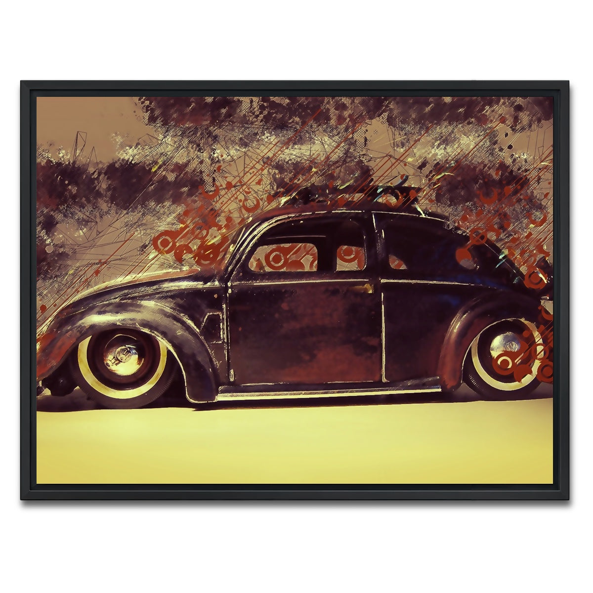 AUTO-MOCKUP WHITE | VW Beetle | 1 Piece | Black Framed Canvas | group=4x3