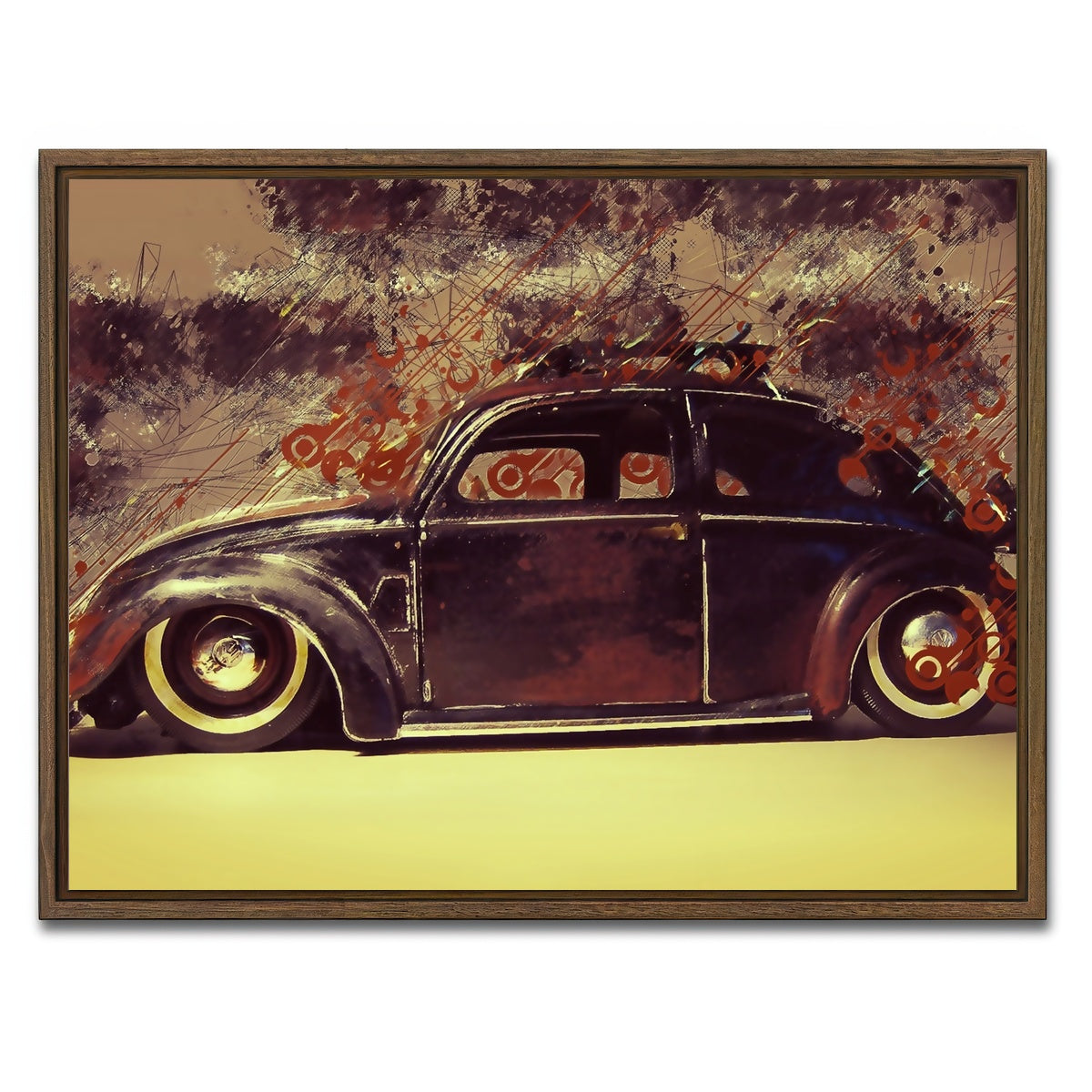 AUTO-MOCKUP WHITE | VW Beetle | 1 Piece | Walnut Framed Canvas | group=4x3