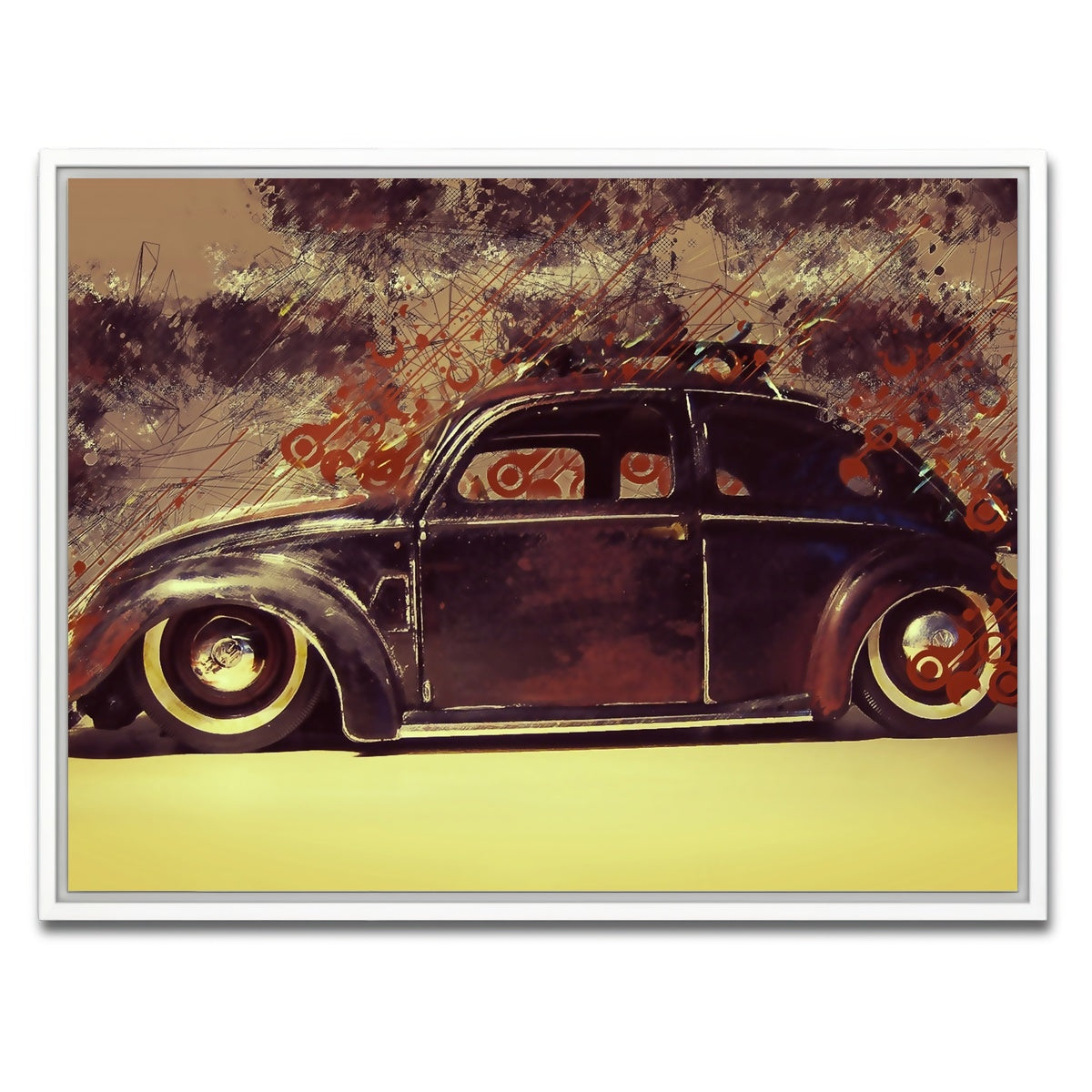 AUTO-MOCKUP WHITE | VW Beetle | 1 Piece | White Framed Canvas | group=4x3