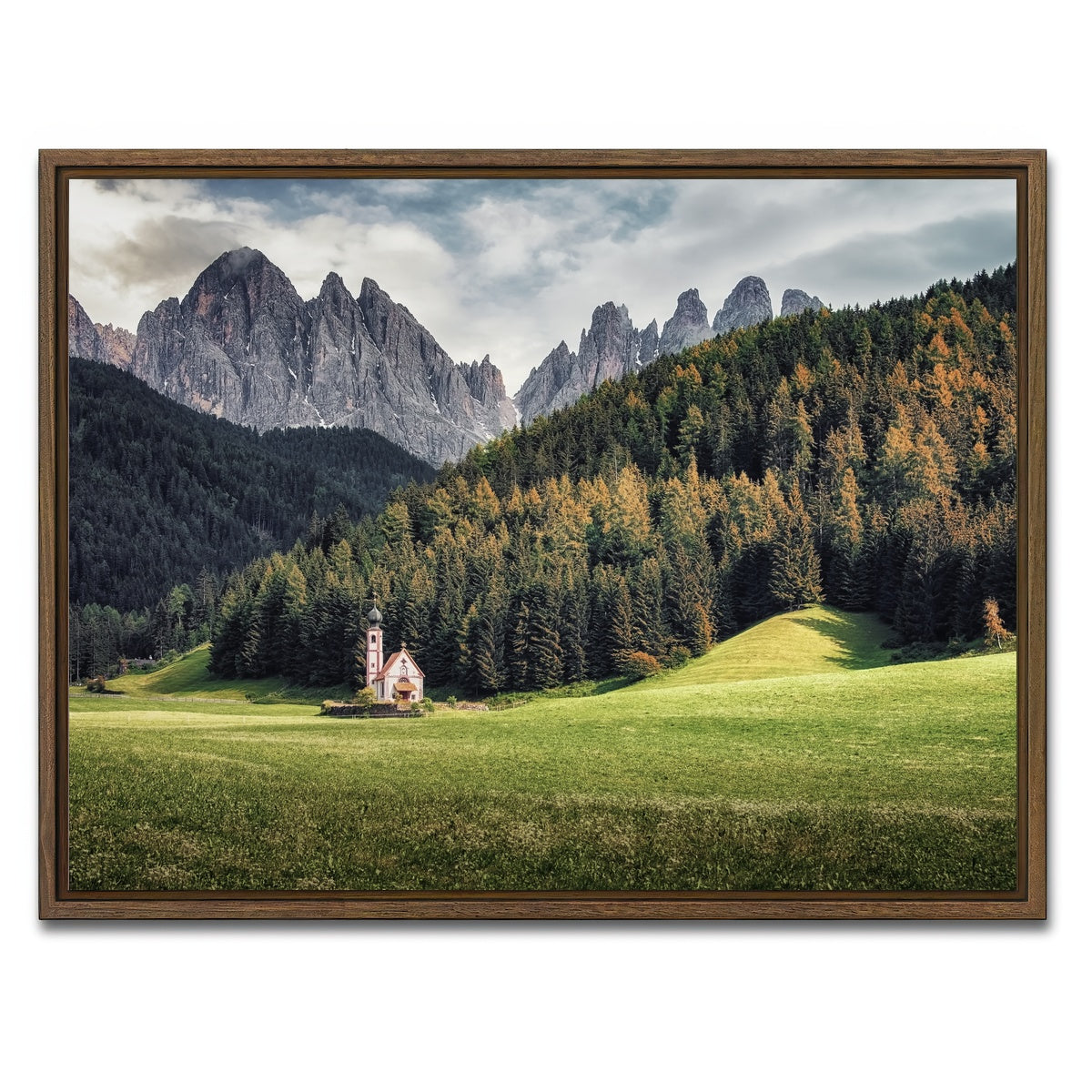 AUTO-MOCKUP WHITE | Val Di Funes | 1 Piece | Walnut Framed Canvas | group=4x3