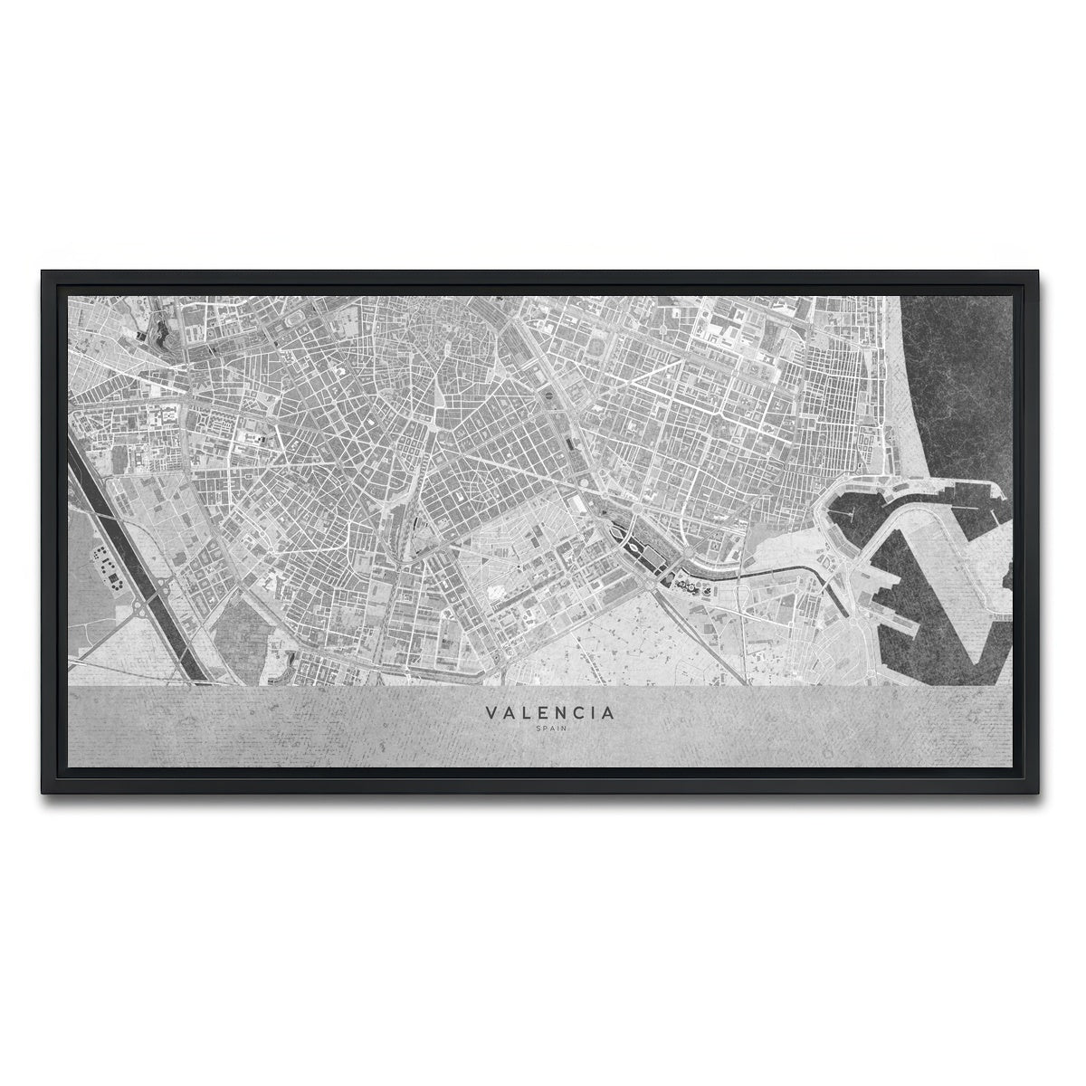 AUTO-MOCKUP WHITE | Valencia Map 2 | 1 Piece | Black Framed Canvas | group=2x1