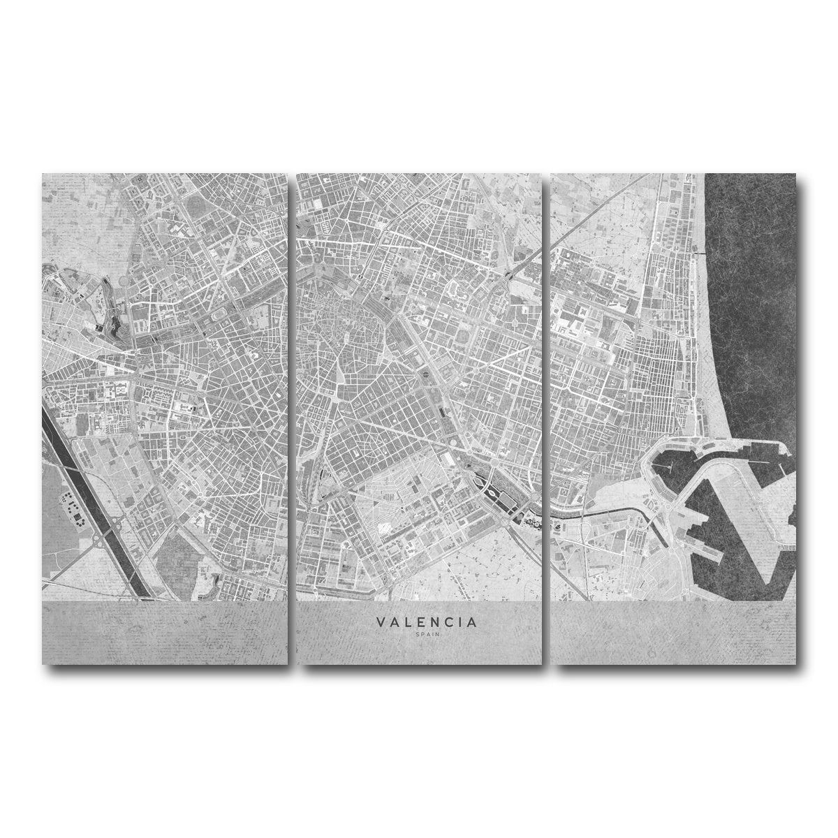 AUTO-MOCKUP WHITE | Valencia Map 2 | 3 Piece | Gallery Wrap Canvas | group=12x24