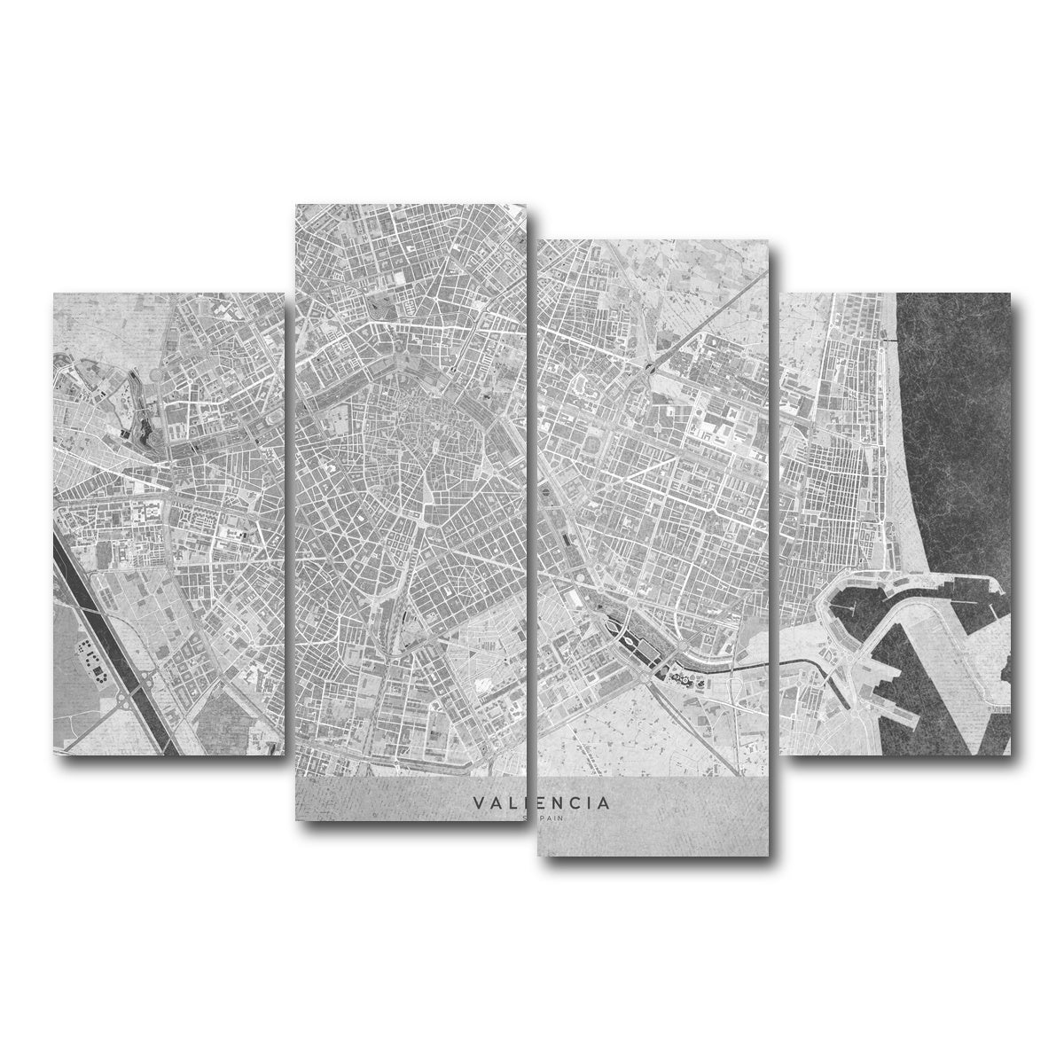 AUTO-MOCKUP WHITE | Valencia Map 2 | 4 Piece | Gallery Wrap Canvas | group=4_short