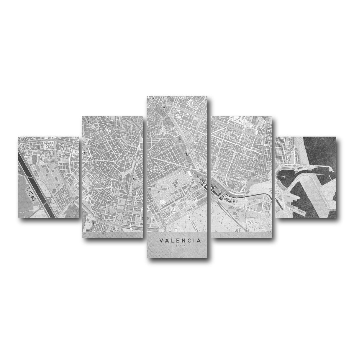 AUTO-MOCKUP WHITE | Valencia Map 2 | 5 Piece | Gallery Wrap Canvas | group=5_short