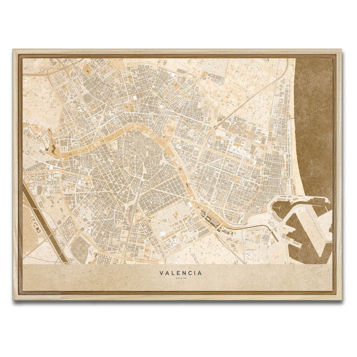 AUTO-MOCKUP WHITE | Valencia Map | 1 Piece | Natural Framed Canvas | group=4x3
