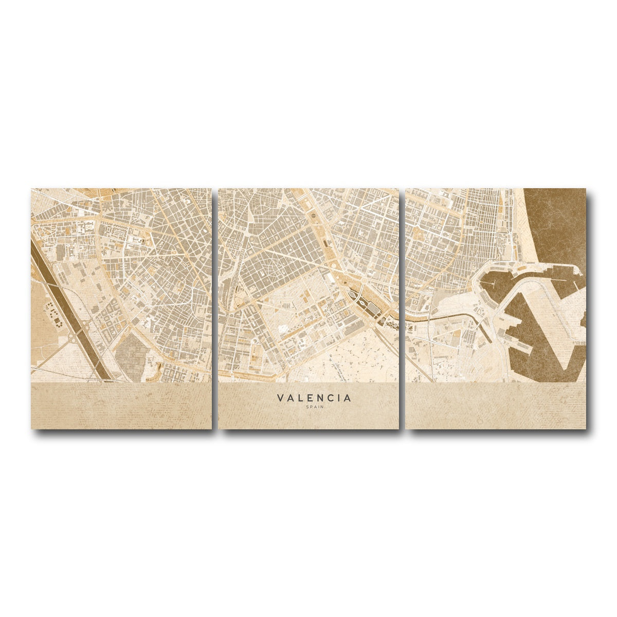 AUTO-MOCKUP WHITE | Valencia Map | 3 Piece | Gallery Wrap Canvas | group=18x24
