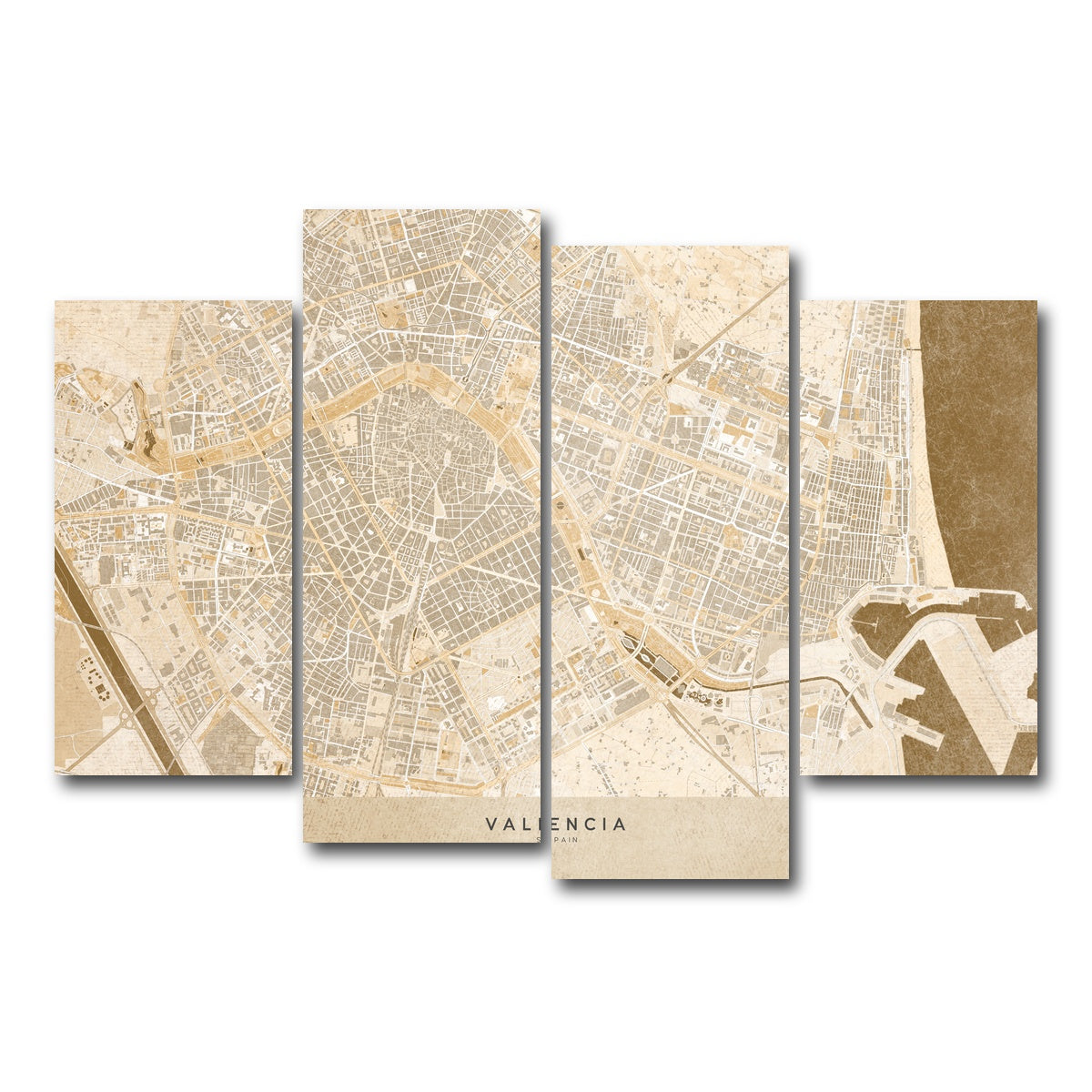 AUTO-MOCKUP WHITE | Valencia Map | 4 Piece | Gallery Wrap Canvas | group=4_short