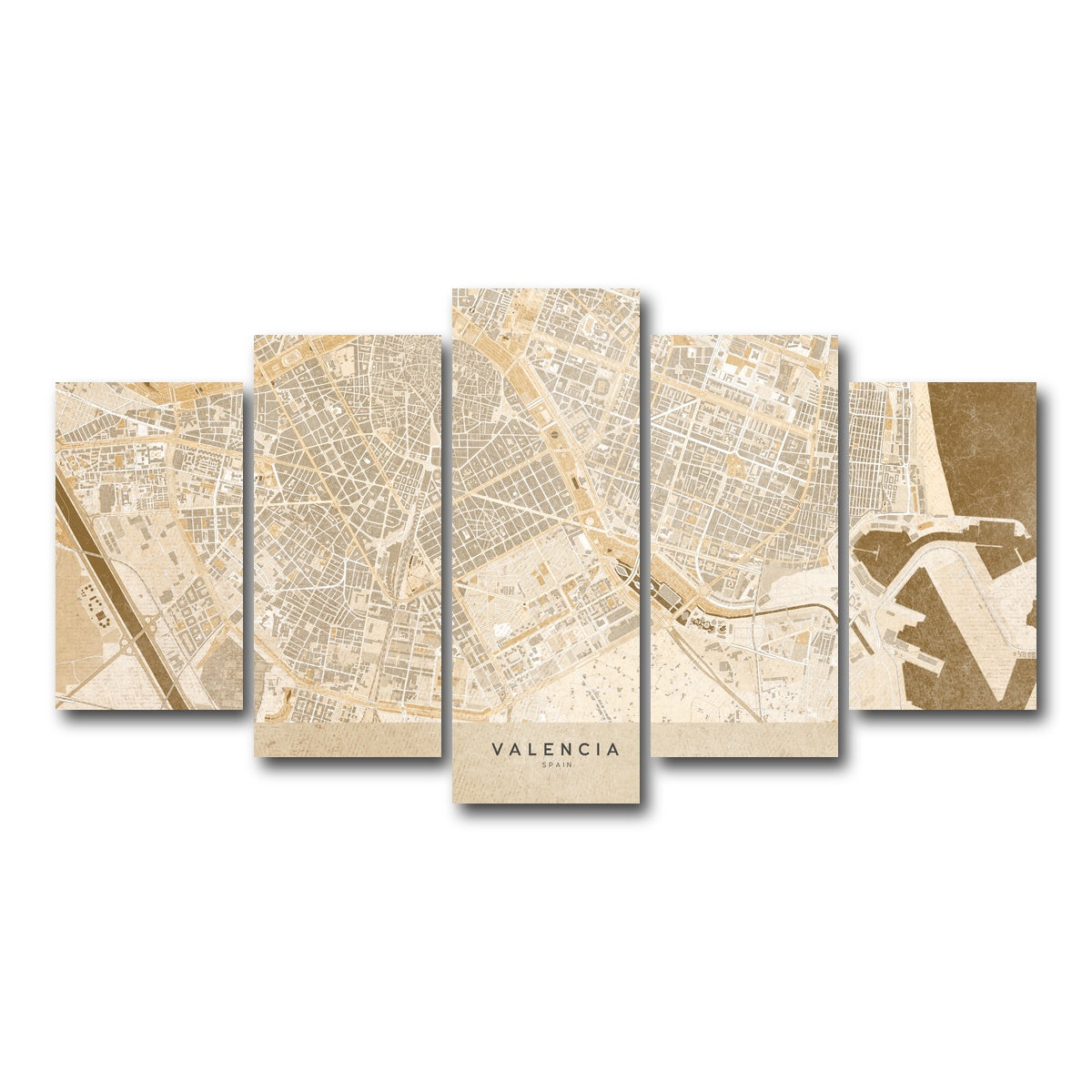 AUTO-MOCKUP WHITE | Valencia Map | 5 Piece | Gallery Wrap Canvas | group=5_normal