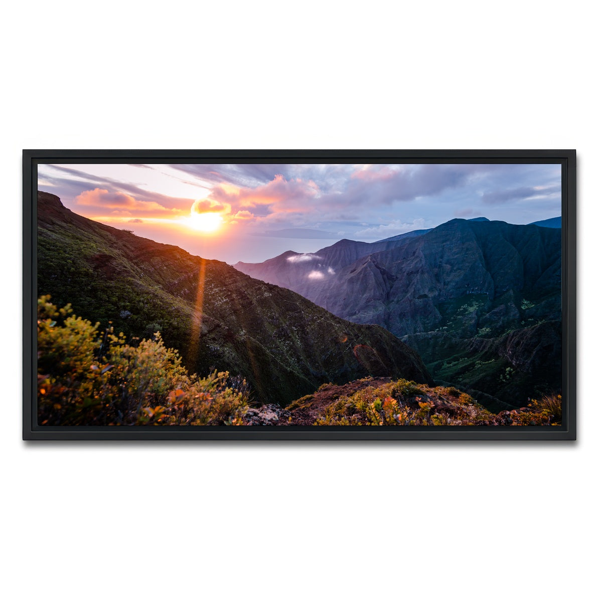 AUTO-MOCKUP WHITE | Valley Sunset | 1 Piece | Black Framed Canvas | group=2x1