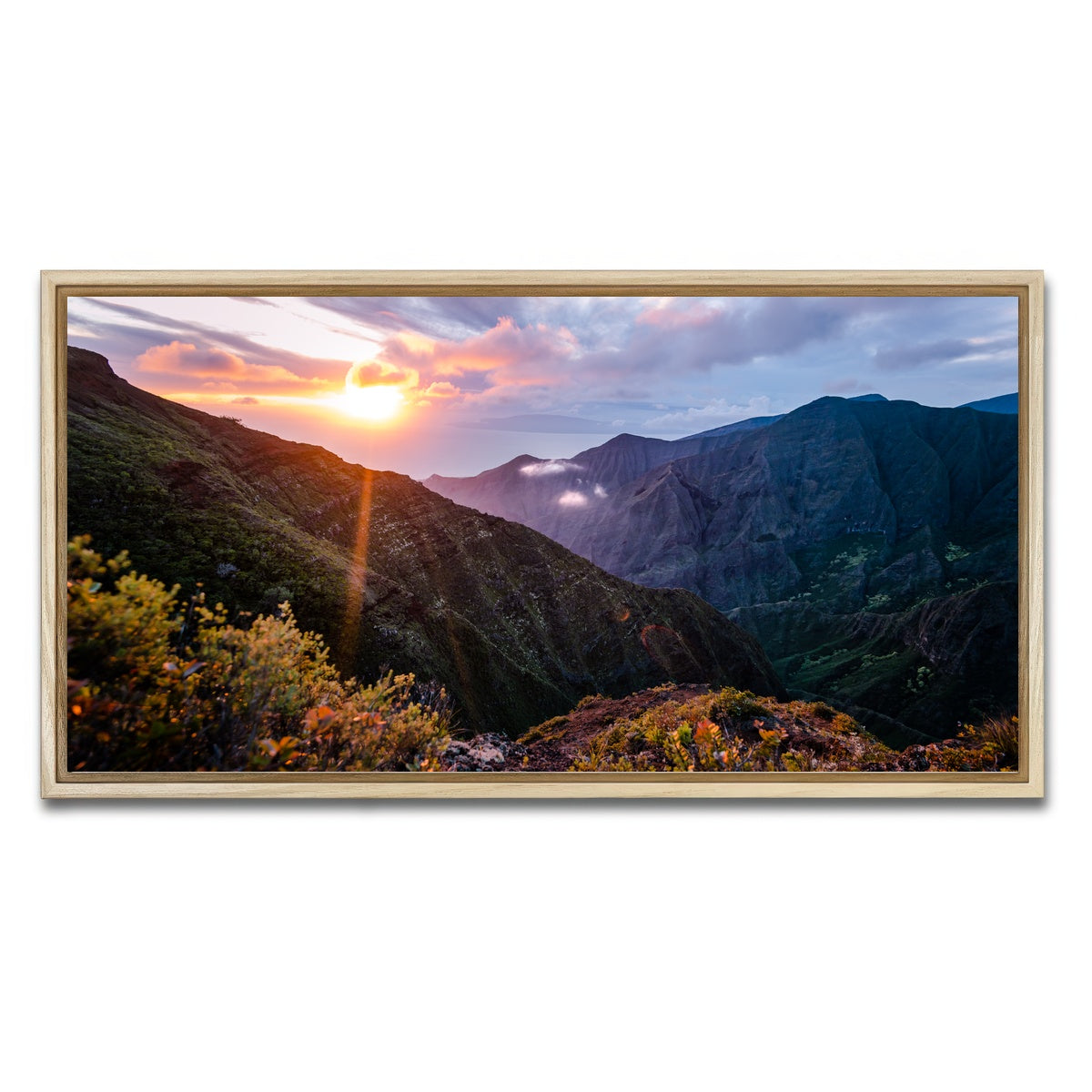 AUTO-MOCKUP WHITE | Valley Sunset | 1 Piece | Natural Framed Canvas | group=2x1