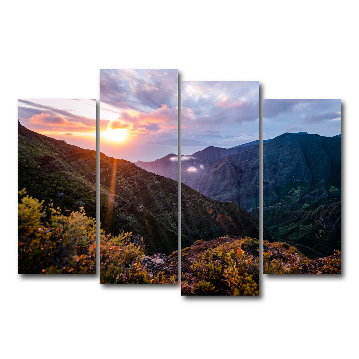 AUTO-MOCKUP WHITE | Valley Sunset | 4 Piece | Gallery Wrap Canvas | group=4_normal