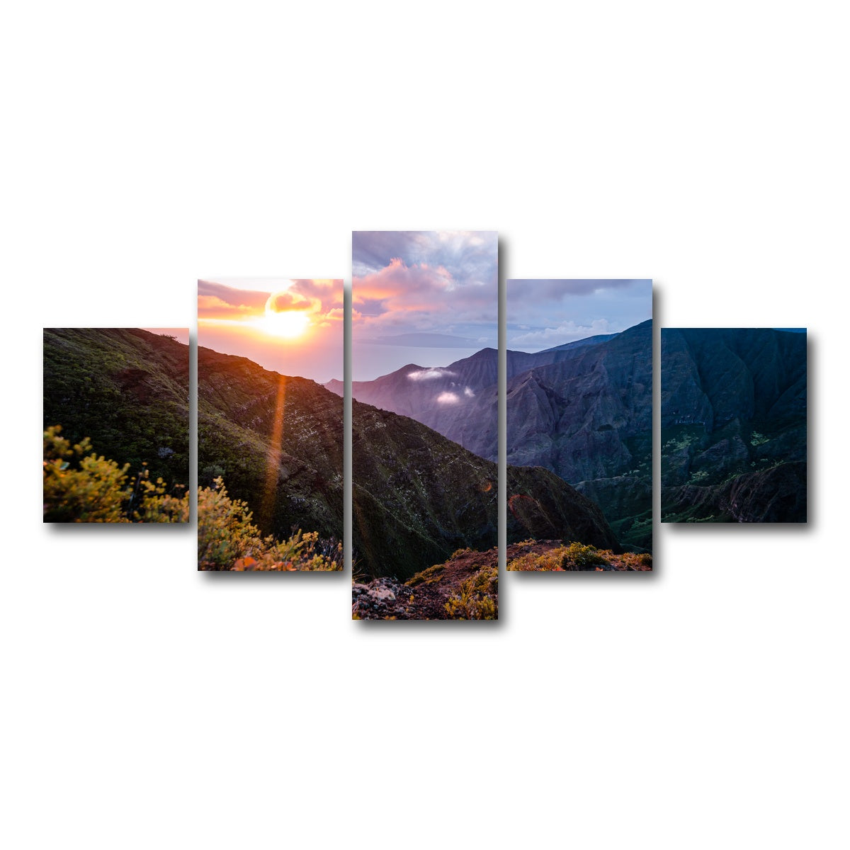 AUTO-MOCKUP WHITE | Valley Sunset | 5 Piece | Gallery Wrap Canvas | group=5_short
