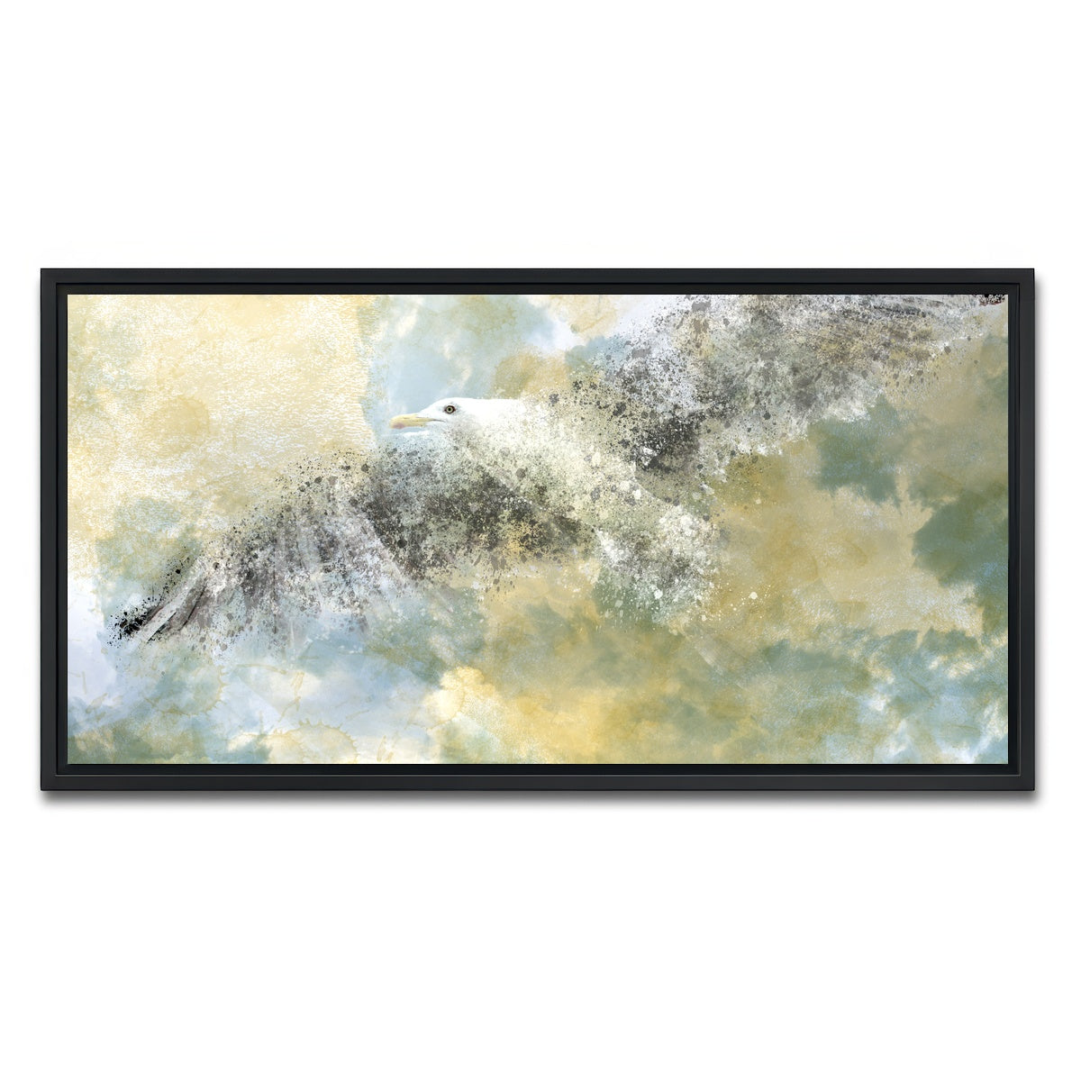 AUTO-MOCKUP WHITE | Vanishing Seagull | 1 Piece | Black Framed Canvas | group=2x1