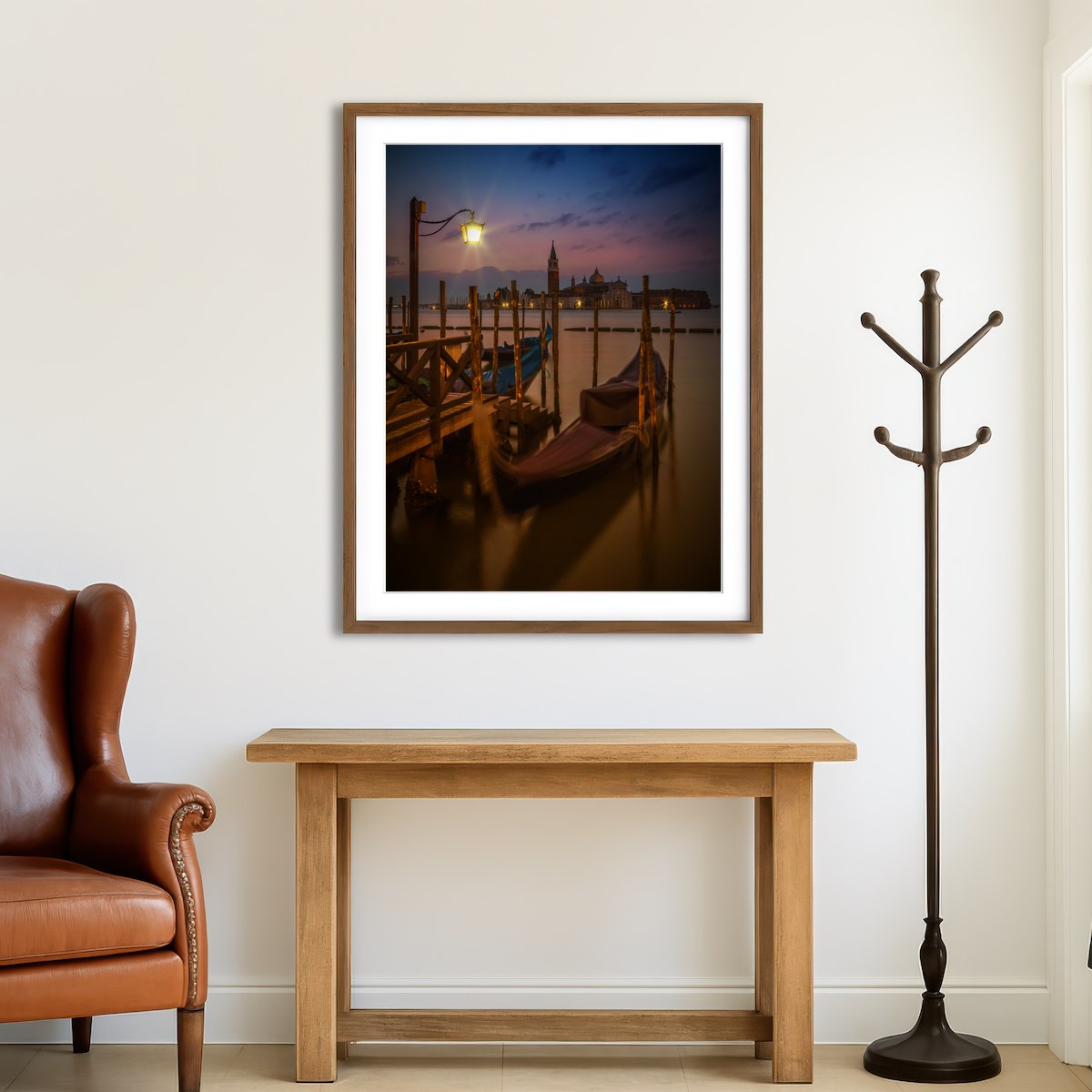 AUTO-MOCKUP ROOM | Venice Gondolas During Blue Hour Wall Art