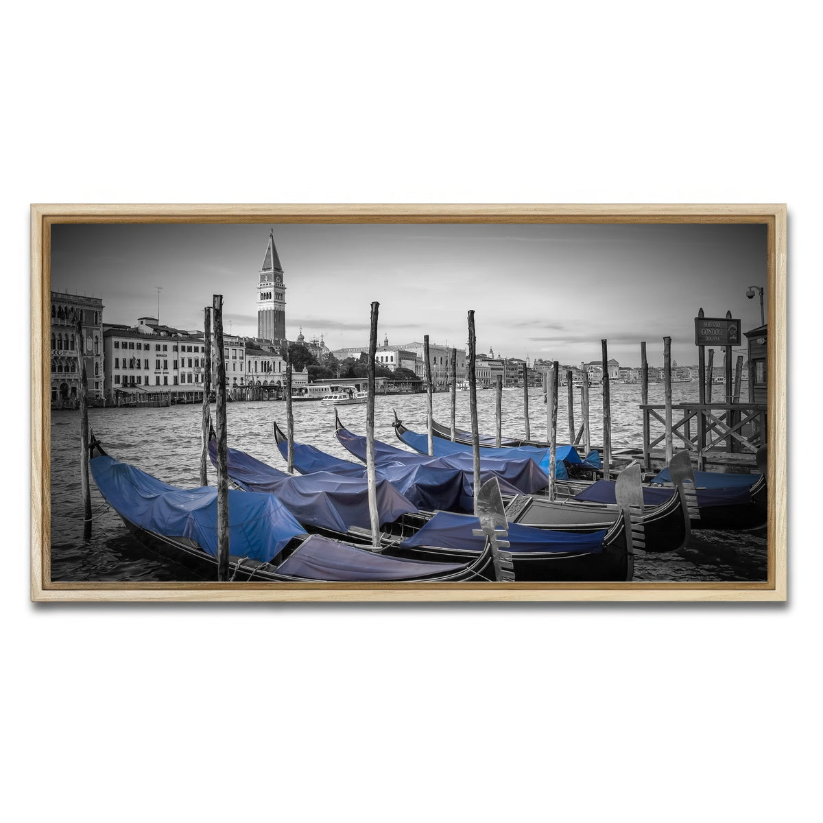 AUTO-MOCKUP WHITE | Venice Grand Canal and St Mark's Campanile | 1 Piece | Natural Framed Canvas | group=2x1