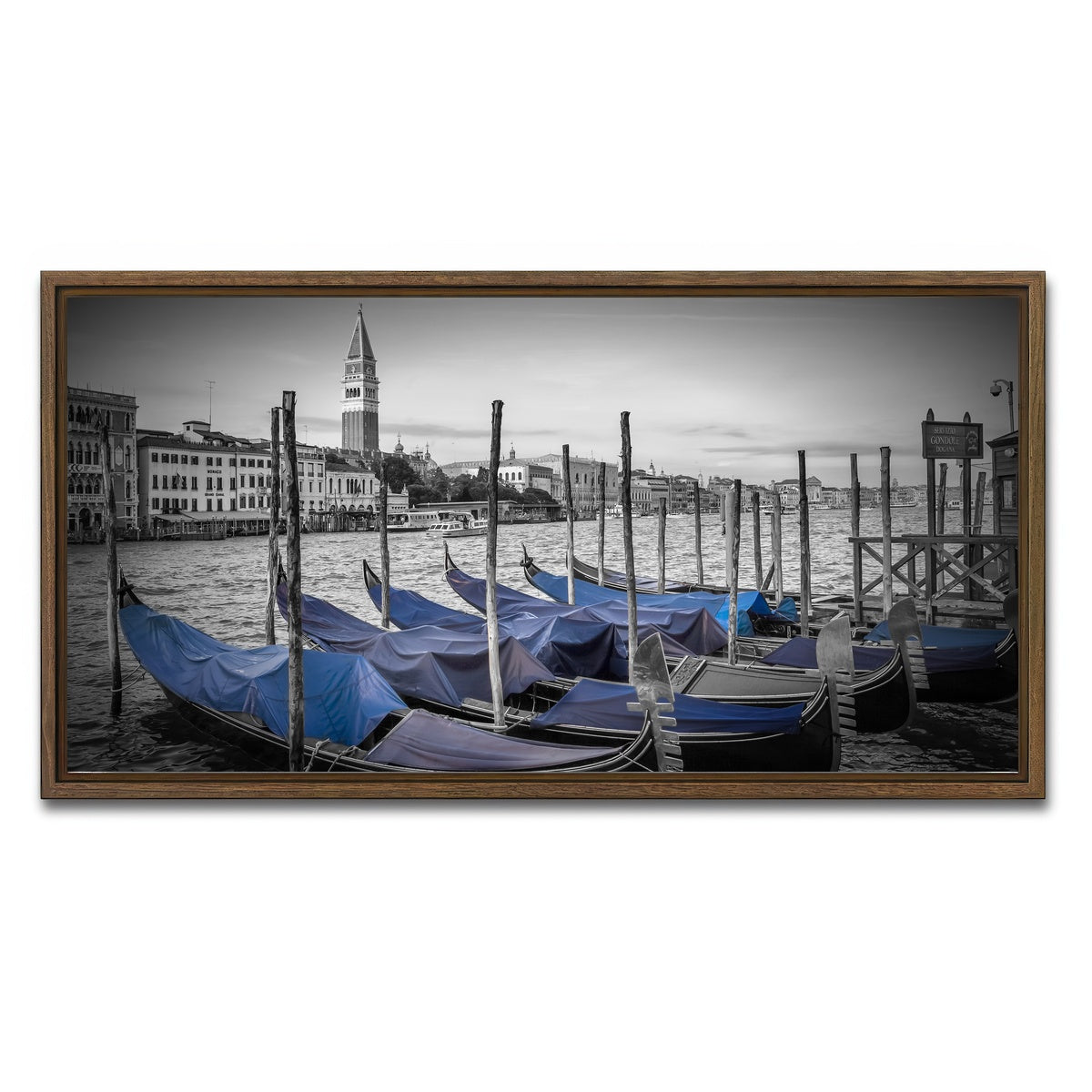 AUTO-MOCKUP WHITE | Venice Grand Canal and St Mark's Campanile | 1 Piece | Walnut Framed Canvas | group=2x1