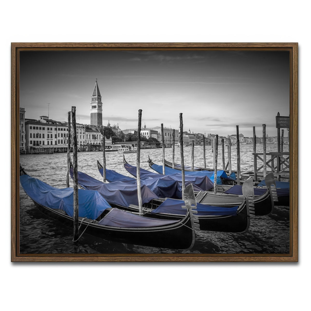 AUTO-MOCKUP WHITE | Venice Grand Canal and St Mark's Campanile | 1 Piece | Walnut Framed Canvas | group=4x3