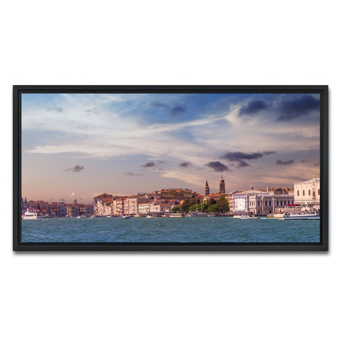 AUTO-MOCKUP WHITE | Venice Panorama | 1 Piece | Black Framed Canvas | group=2x1