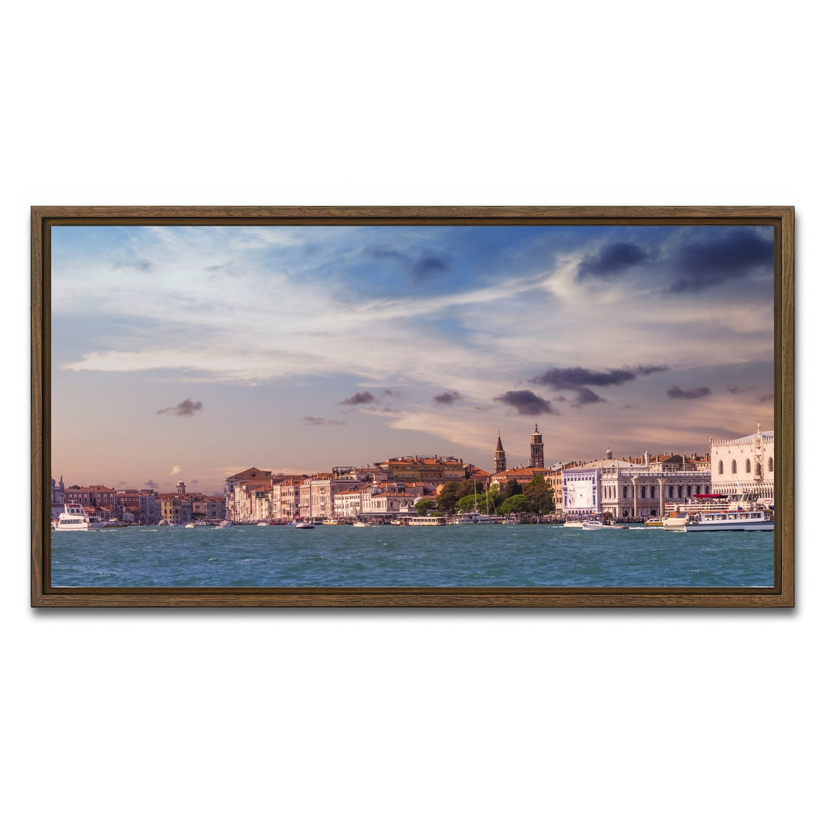 AUTO-MOCKUP WHITE | Venice Panorama | 1 Piece | Walnut Framed Canvas | group=2x1