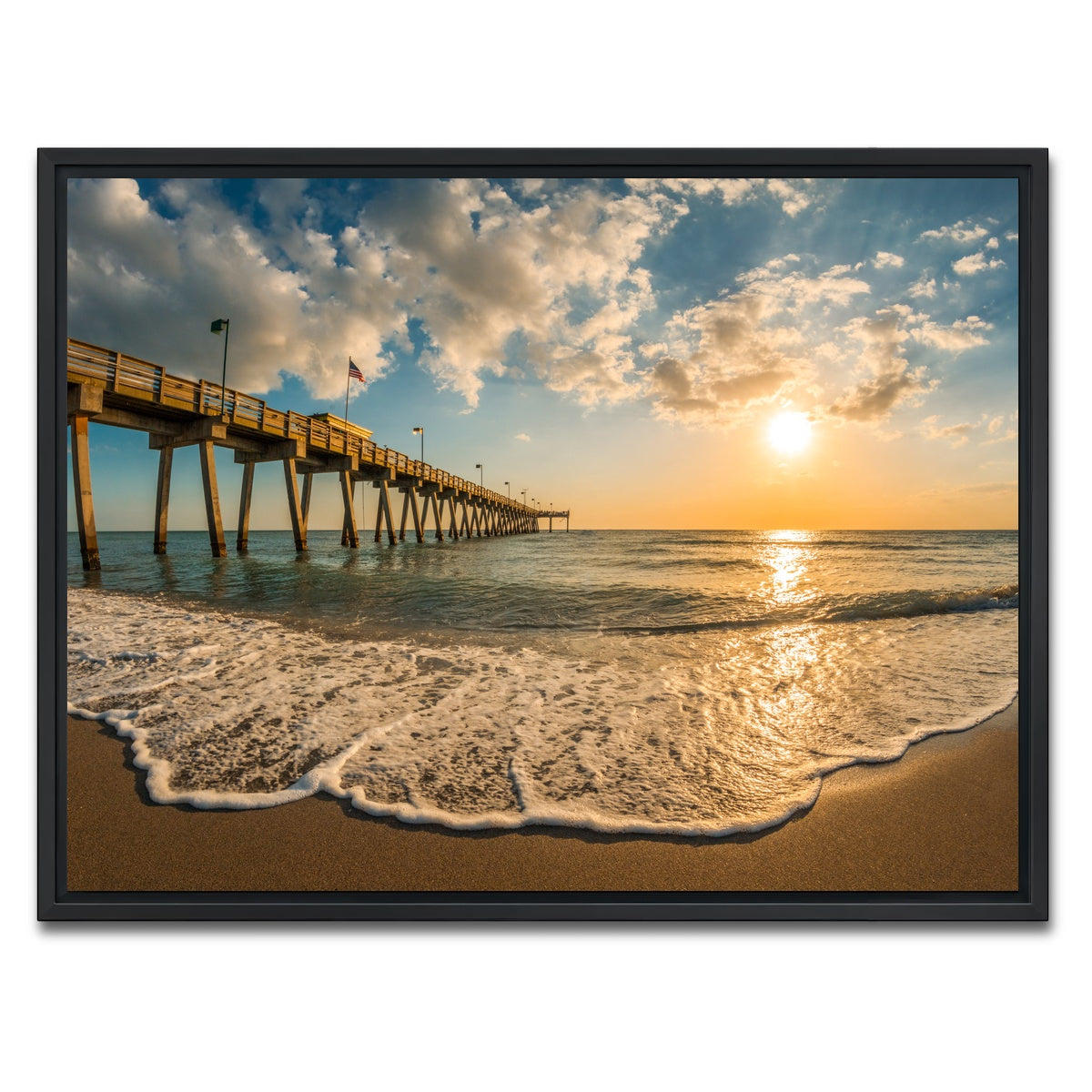 AUTO-MOCKUP WHITE | Venice Pier Sunset | 1 Piece | Black Framed Canvas | group=4x3