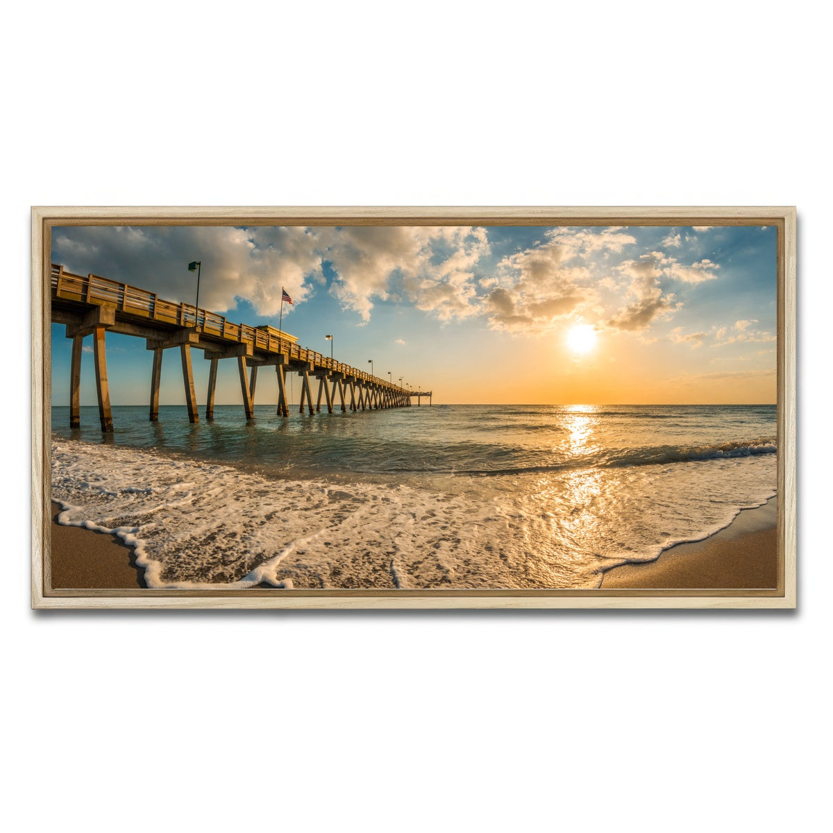 AUTO-MOCKUP WHITE | Venice Pier Sunset | 1 Piece | Natural Framed Canvas | group=2x1
