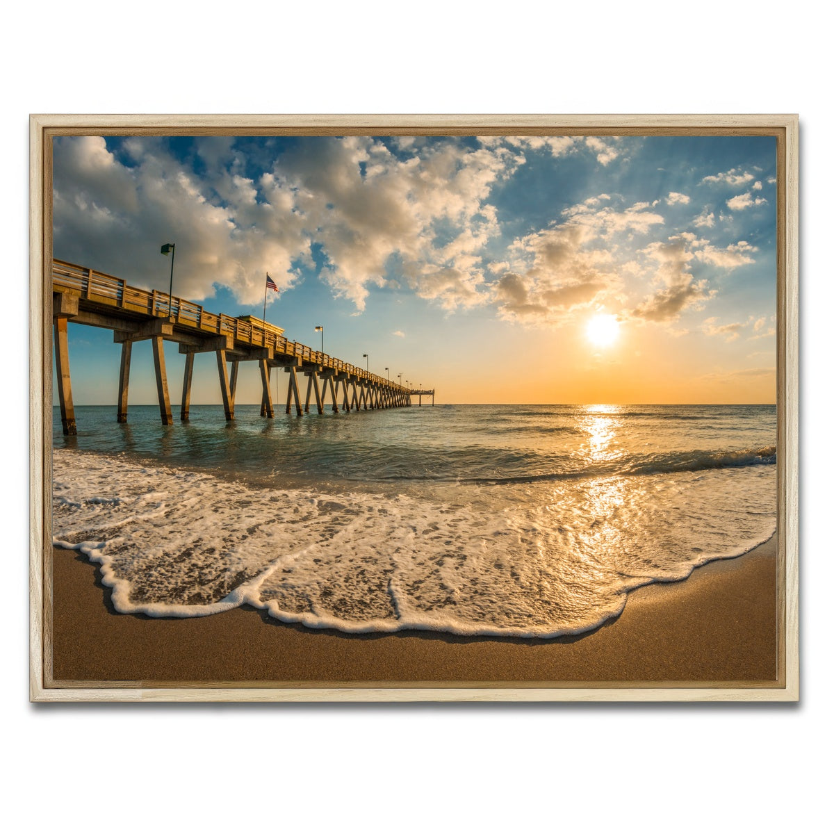 AUTO-MOCKUP WHITE | Venice Pier Sunset | 1 Piece | Natural Framed Canvas | group=4x3