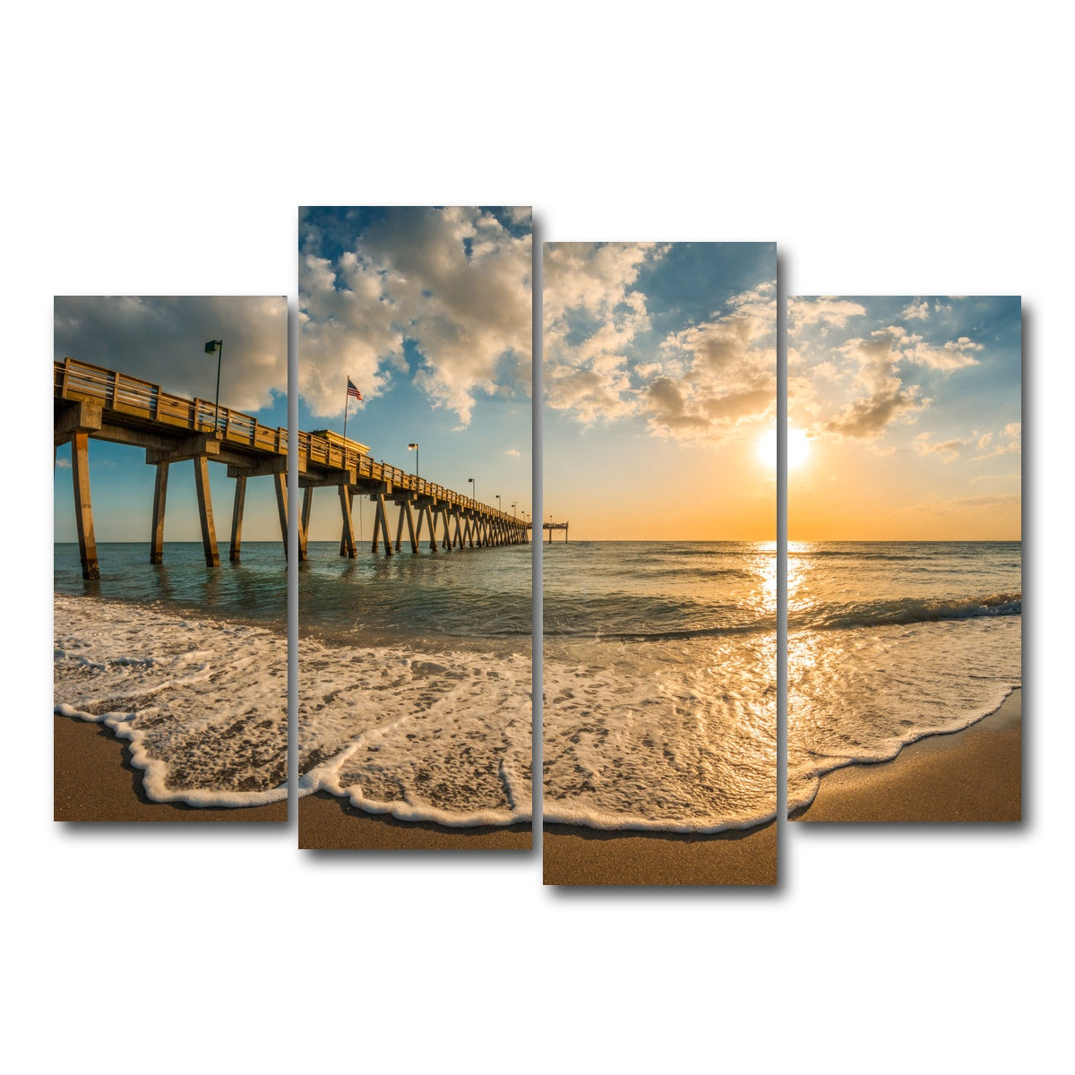 AUTO-MOCKUP WHITE | Venice Pier Sunset | 4 Piece | Gallery Wrap Canvas | group=4_normal
