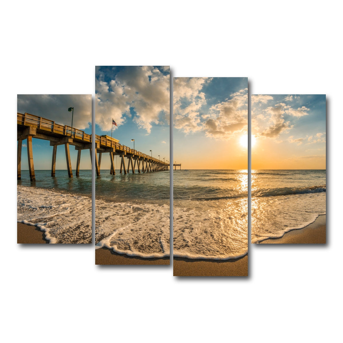 AUTO-MOCKUP WHITE | Venice Pier Sunset | 4 Piece | Gallery Wrap Canvas | group=4_short