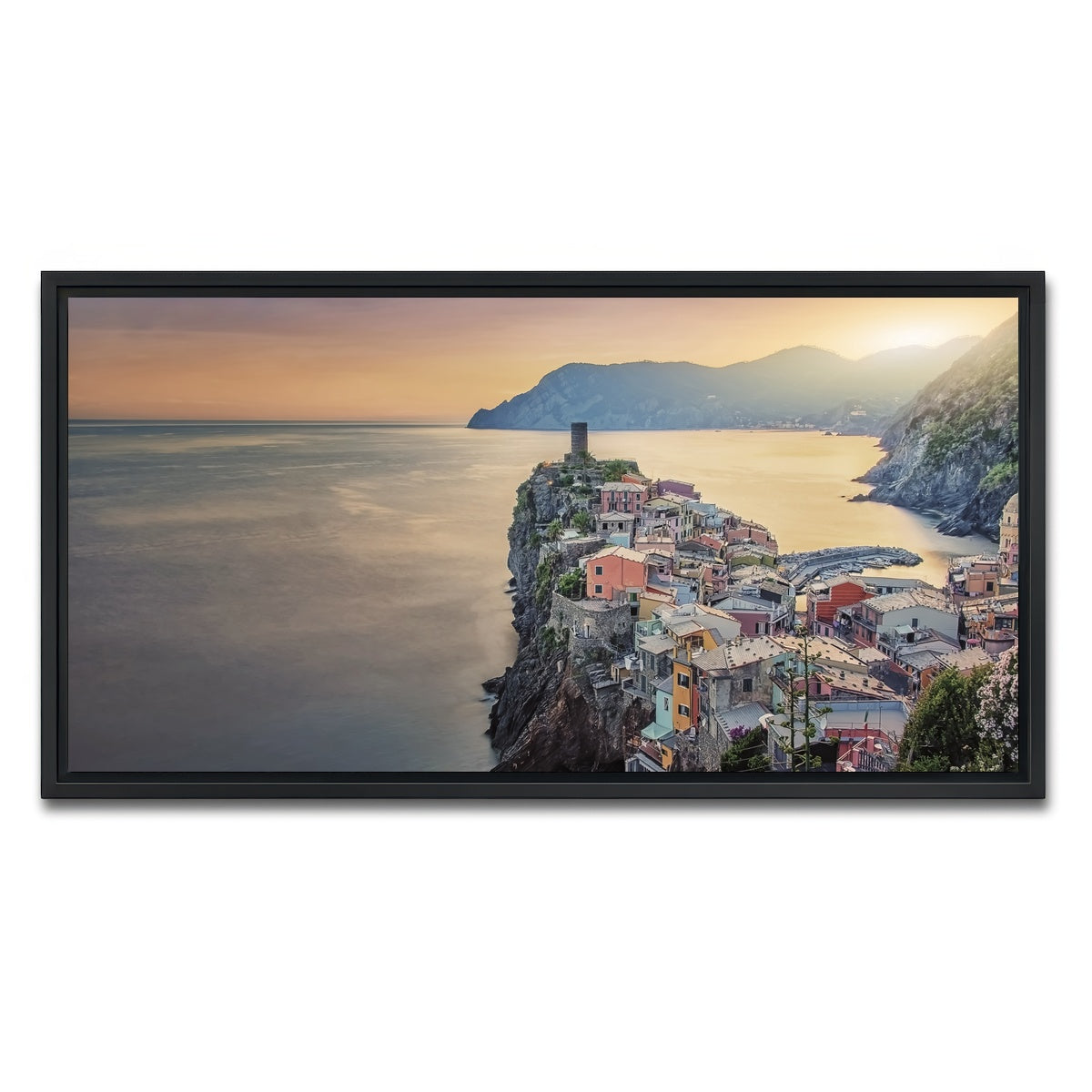 AUTO-MOCKUP WHITE | Vernazza Sunset | 1 Piece | Black Framed Canvas | group=2x1
