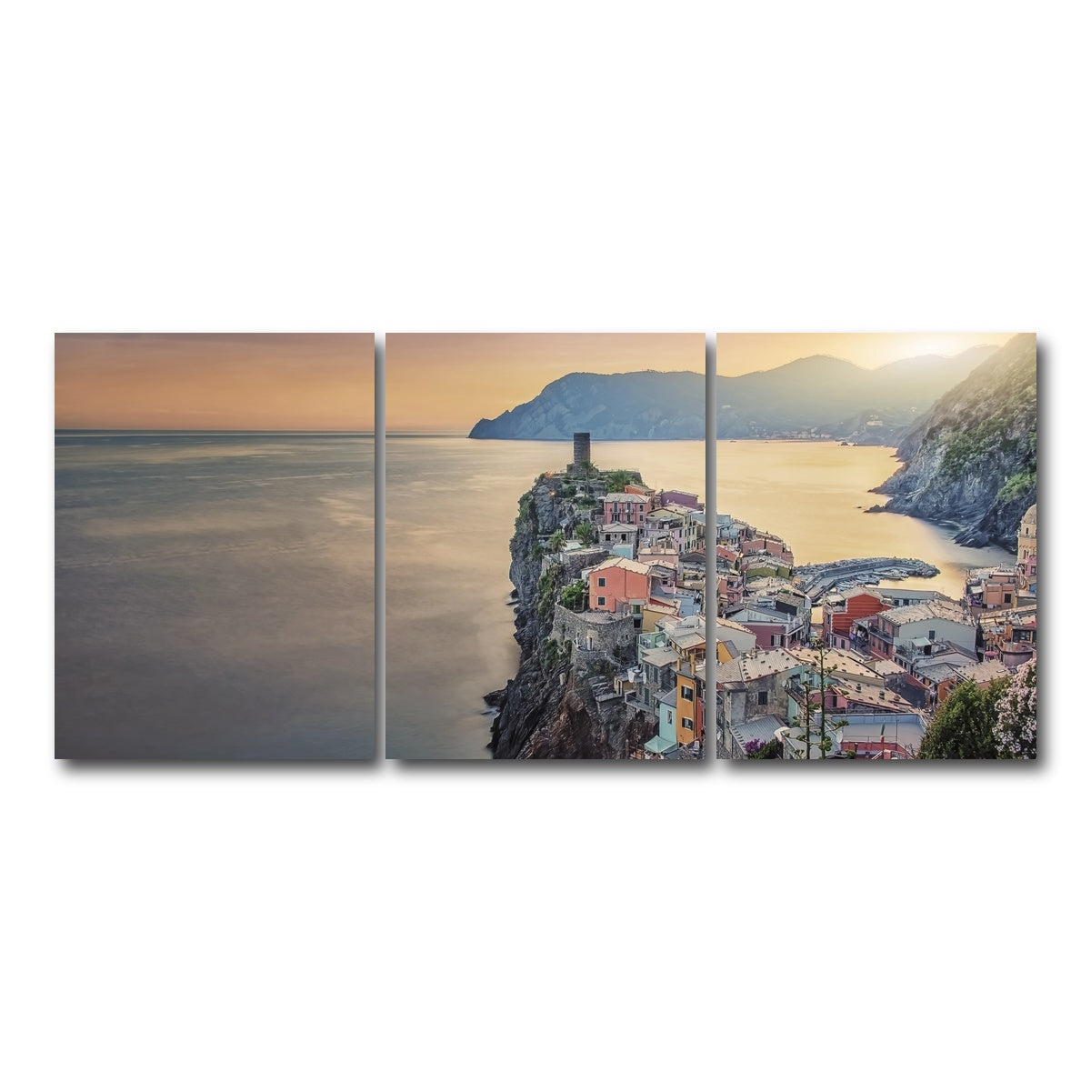 AUTO-MOCKUP WHITE | Vernazza Sunset | 3 Piece | Gallery Wrap Canvas | group=18x24