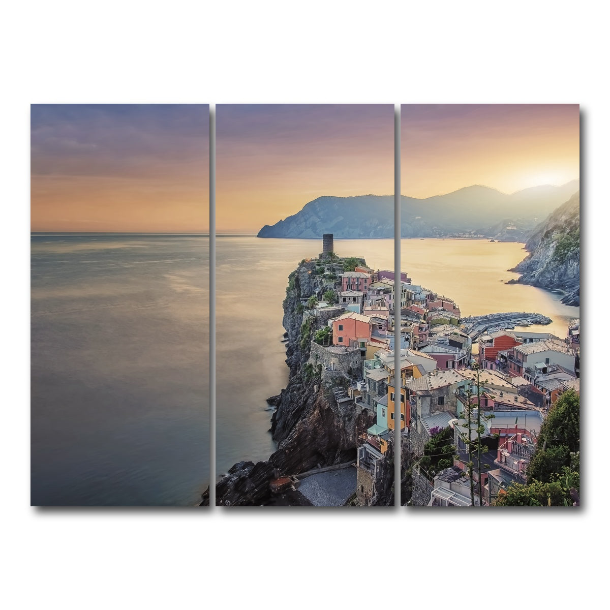 AUTO-MOCKUP WHITE | Vernazza Sunset | 3 Piece | Gallery Wrap Canvas | group=8x18