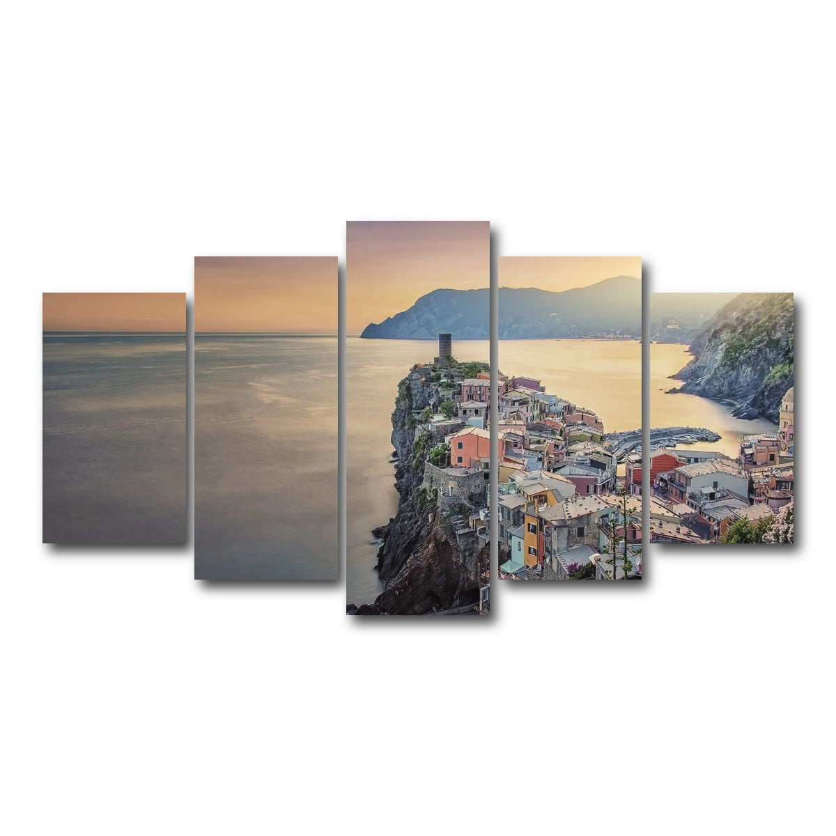 AUTO-MOCKUP WHITE | Vernazza Sunset | 5 Piece | Gallery Wrap Canvas | group=5_normal