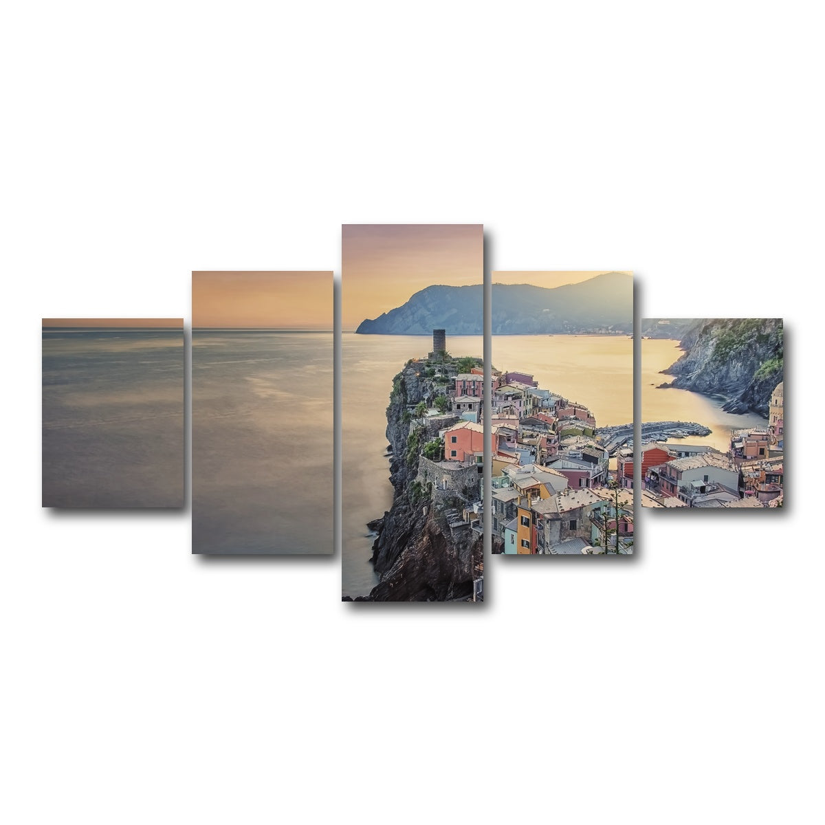 AUTO-MOCKUP WHITE | Vernazza Sunset | 5 Piece | Gallery Wrap Canvas | group=5_short