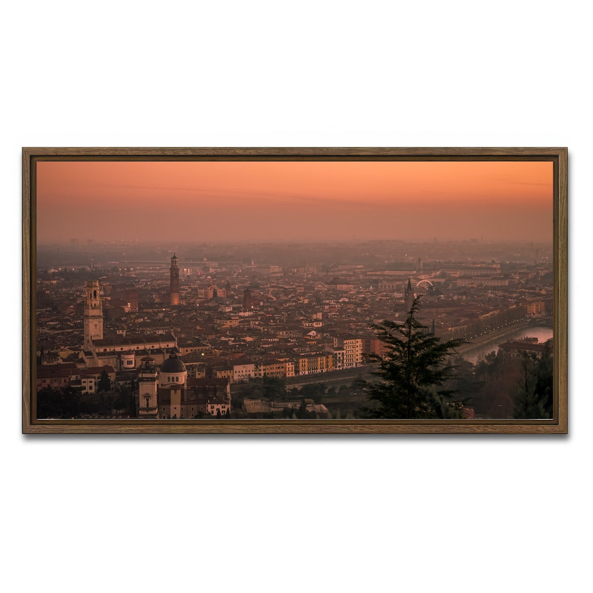 AUTO-MOCKUP WHITE | Verona Sunset | 1 Piece | Walnut Framed Canvas | group=2x1