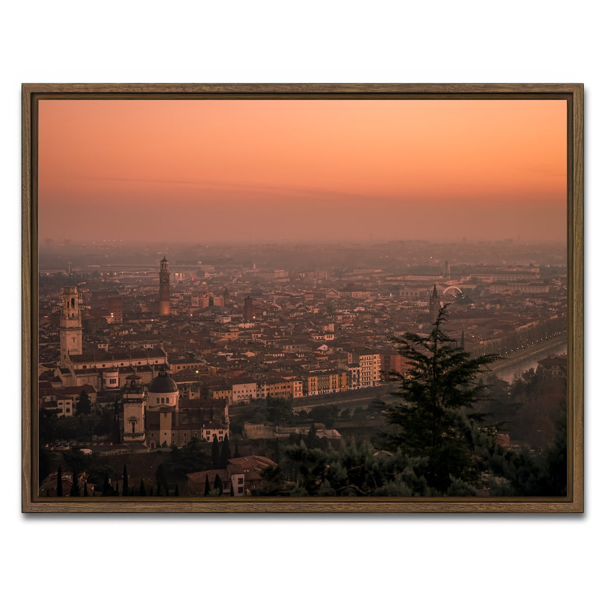 AUTO-MOCKUP WHITE | Verona Sunset | 1 Piece | Walnut Framed Canvas | group=4x3