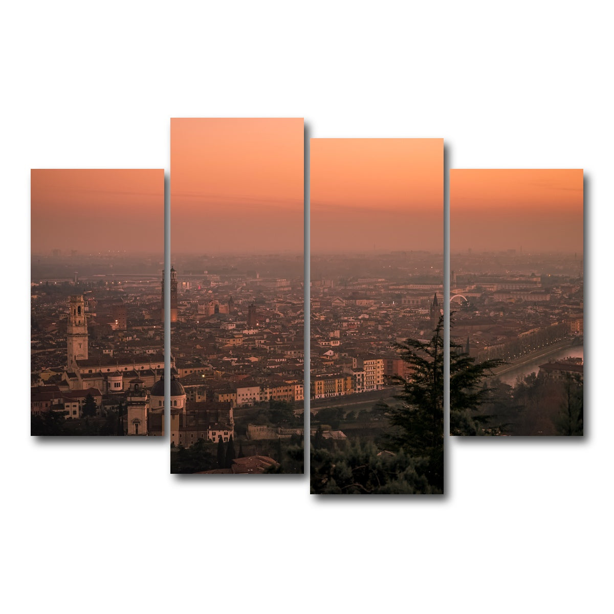 AUTO-MOCKUP WHITE | Verona Sunset | 4 Piece | Gallery Wrap Canvas | group=4_short