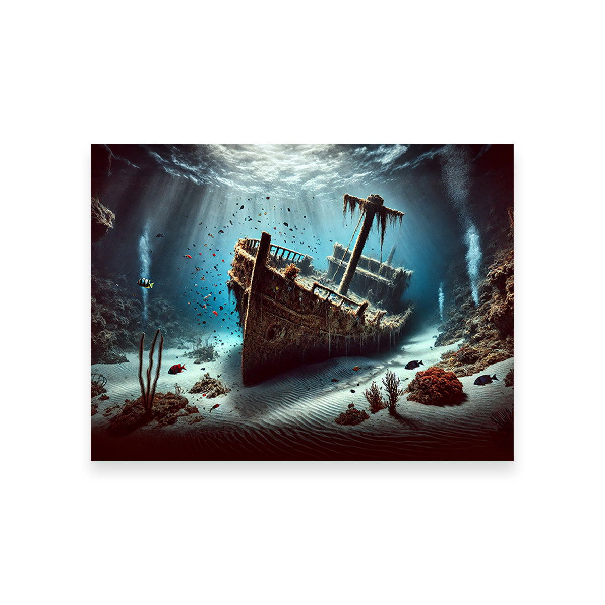 Shipwreck on Ocean Floor