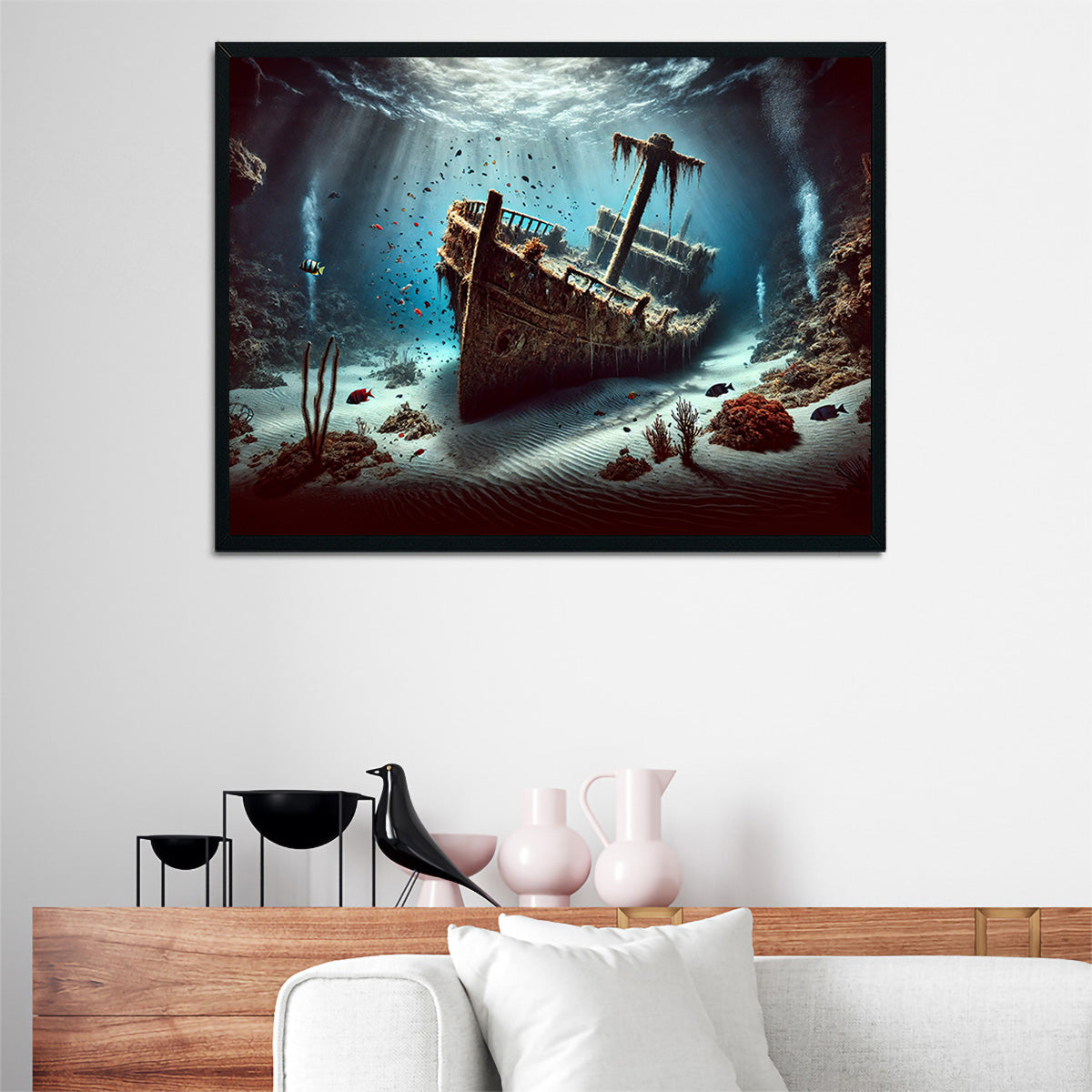 Shipwreck on Ocean Floor